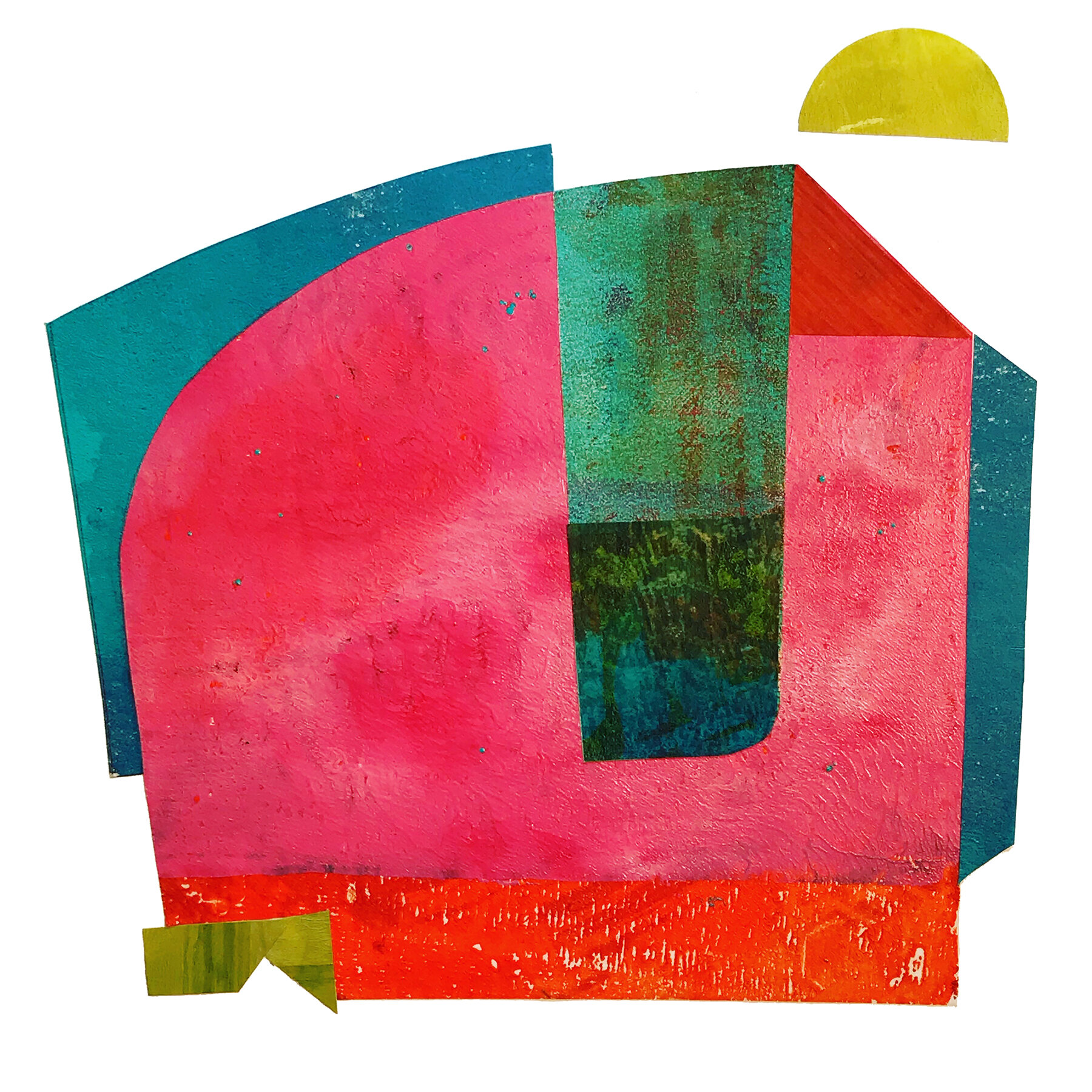 Object Thoughts 11, monoprint, collage, 13 x 13 inches