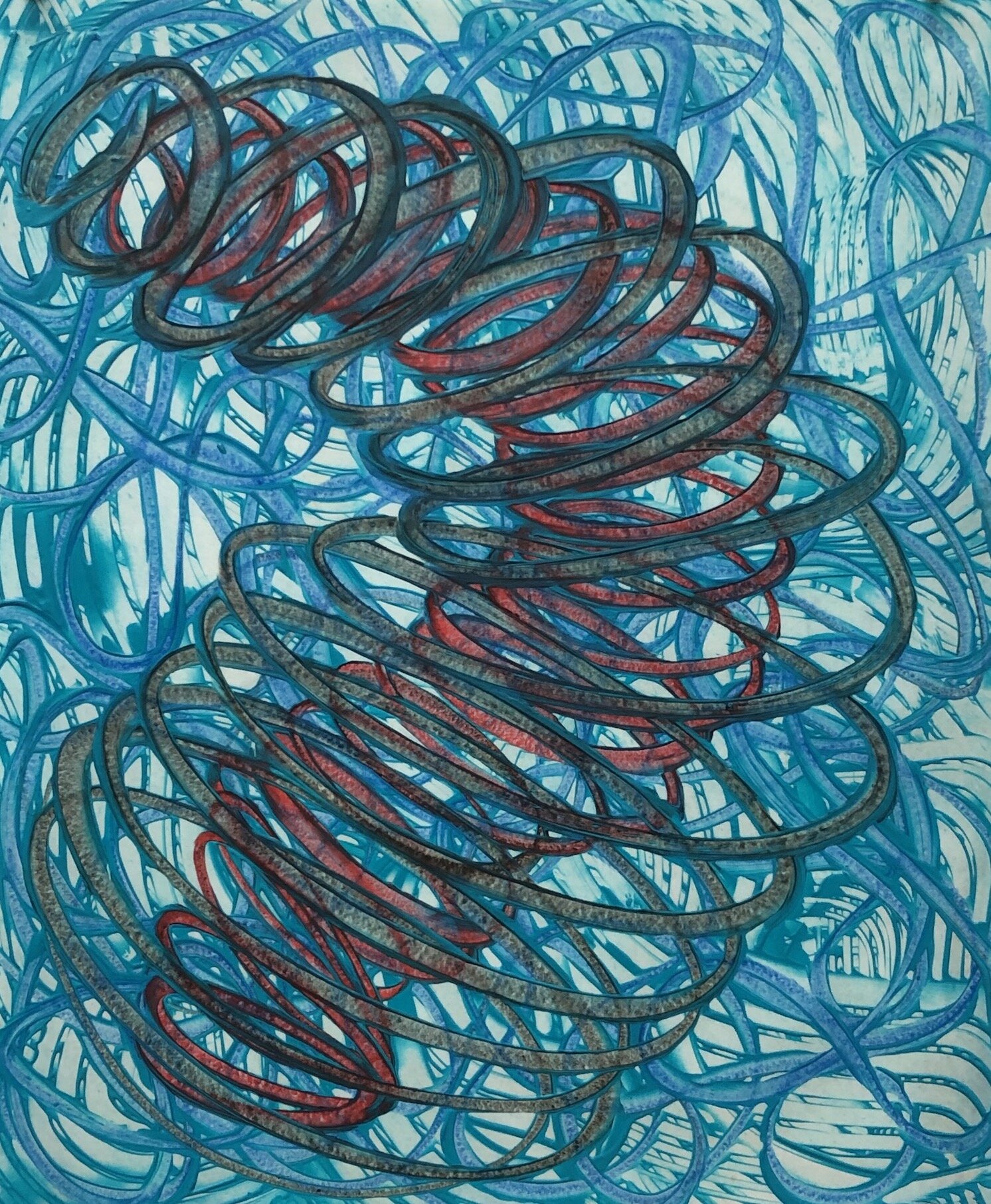  Kay Hartung, “ Double Vortex 1”   Encaustic on paper, 16.75 x 20.5 inches 