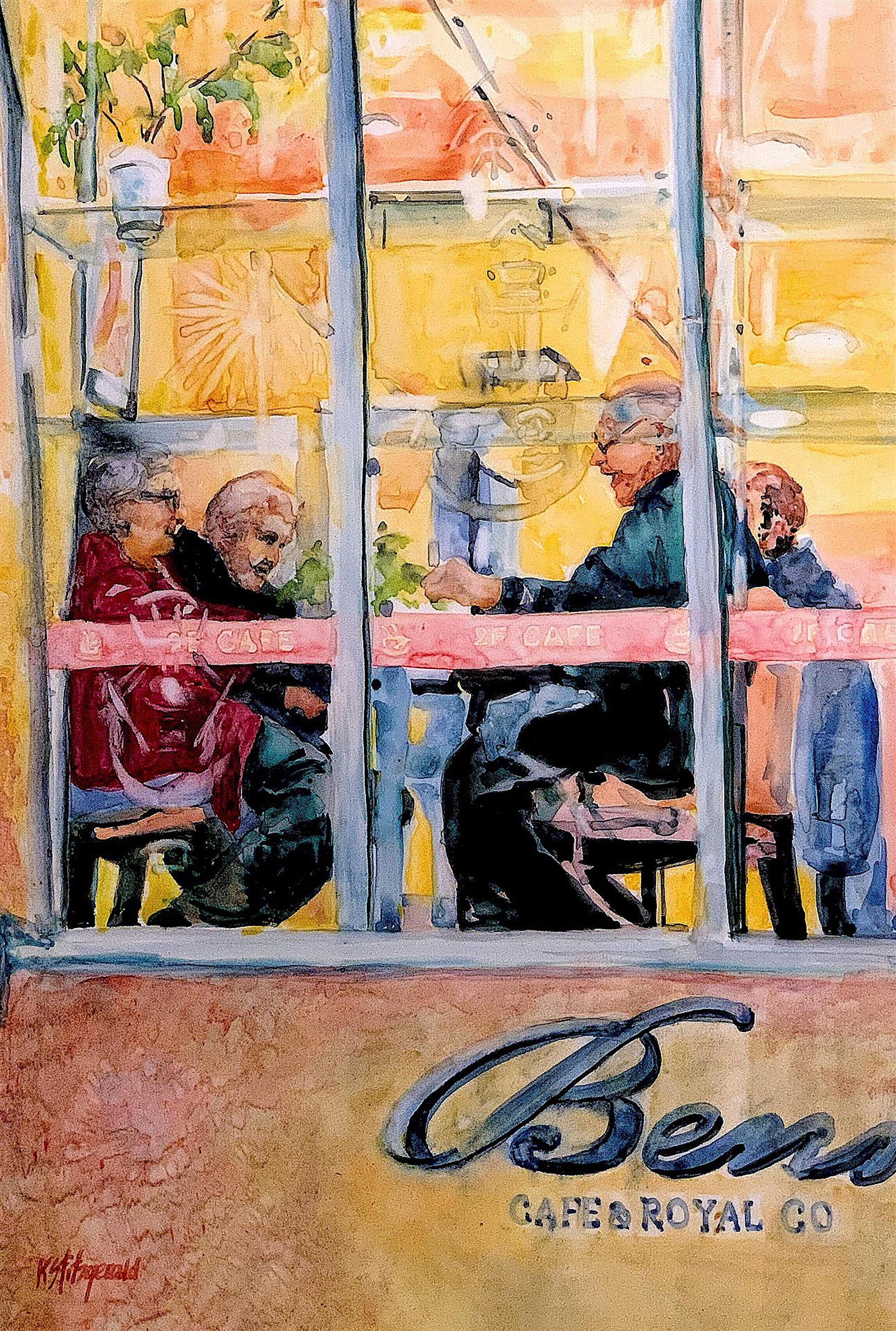  Karen Fitzgerald,  The Coffee Break , Watercolor, 28x21 