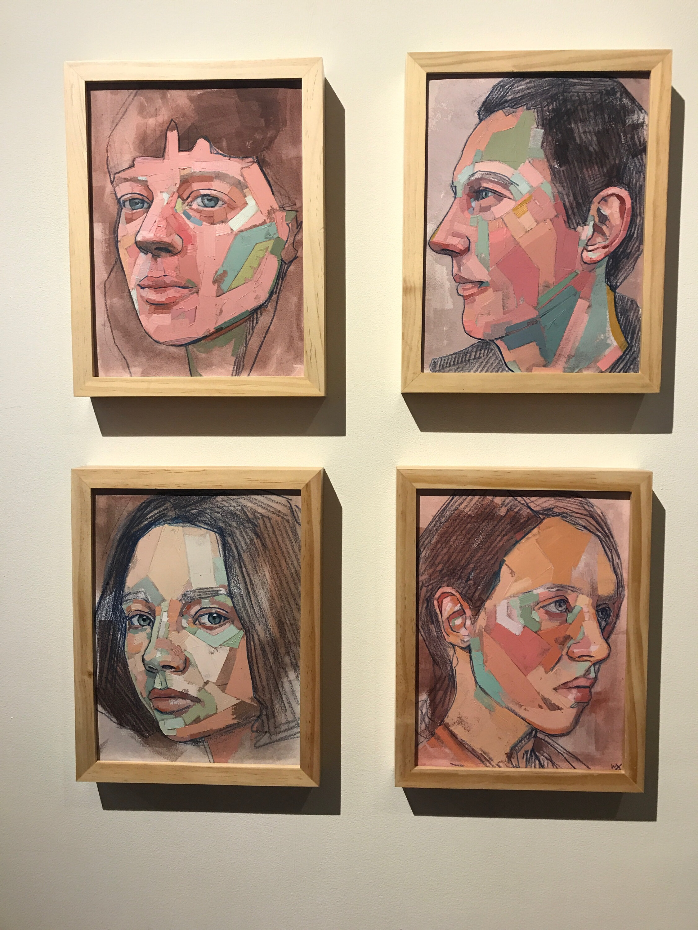  Mia Cross,  The Painted People , Oil on paper, 12x9 each   