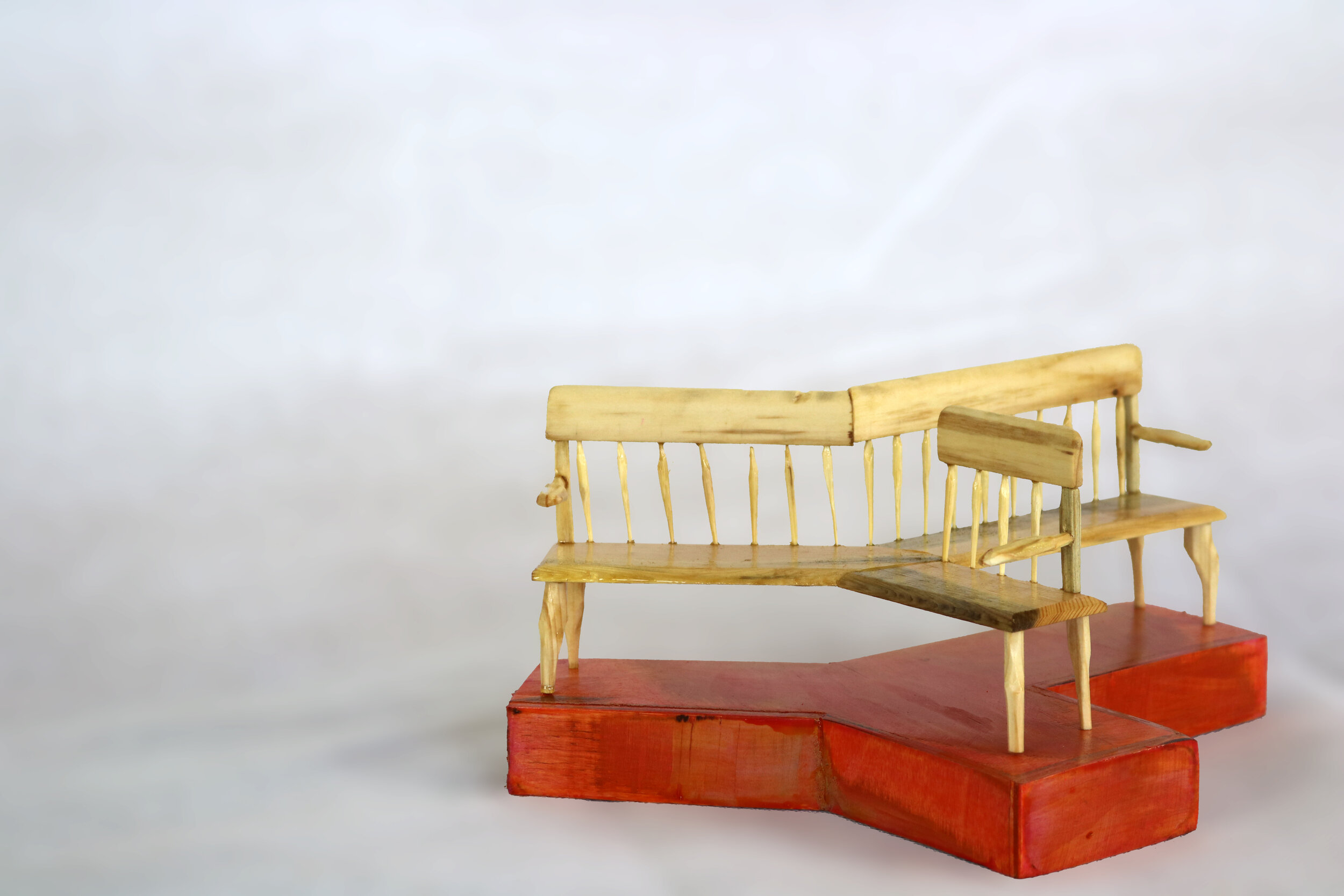  Daniel Zeese,  Bench 33 , Wood, 11x15x3 