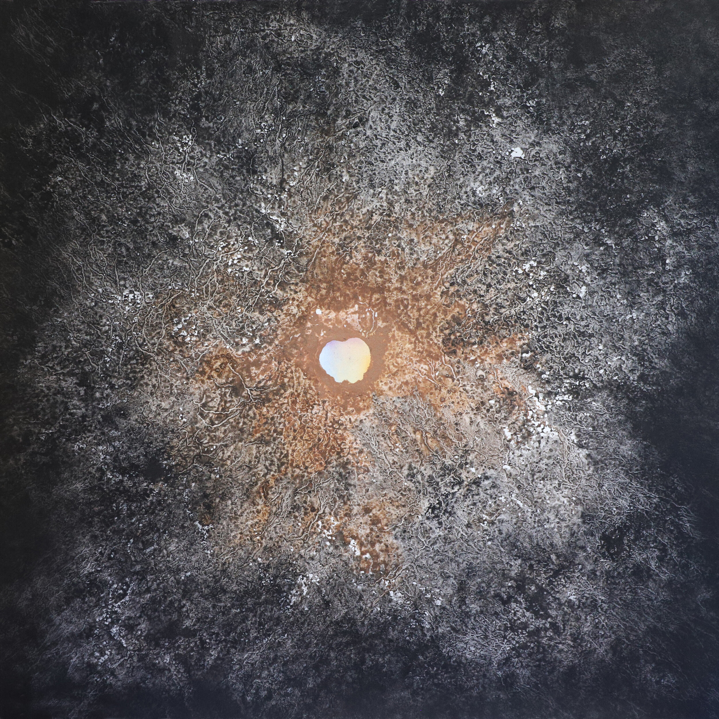    Planet 4   mixed media on paper with soil and minerals from the Atacama Desert, 38 x 38 inches 