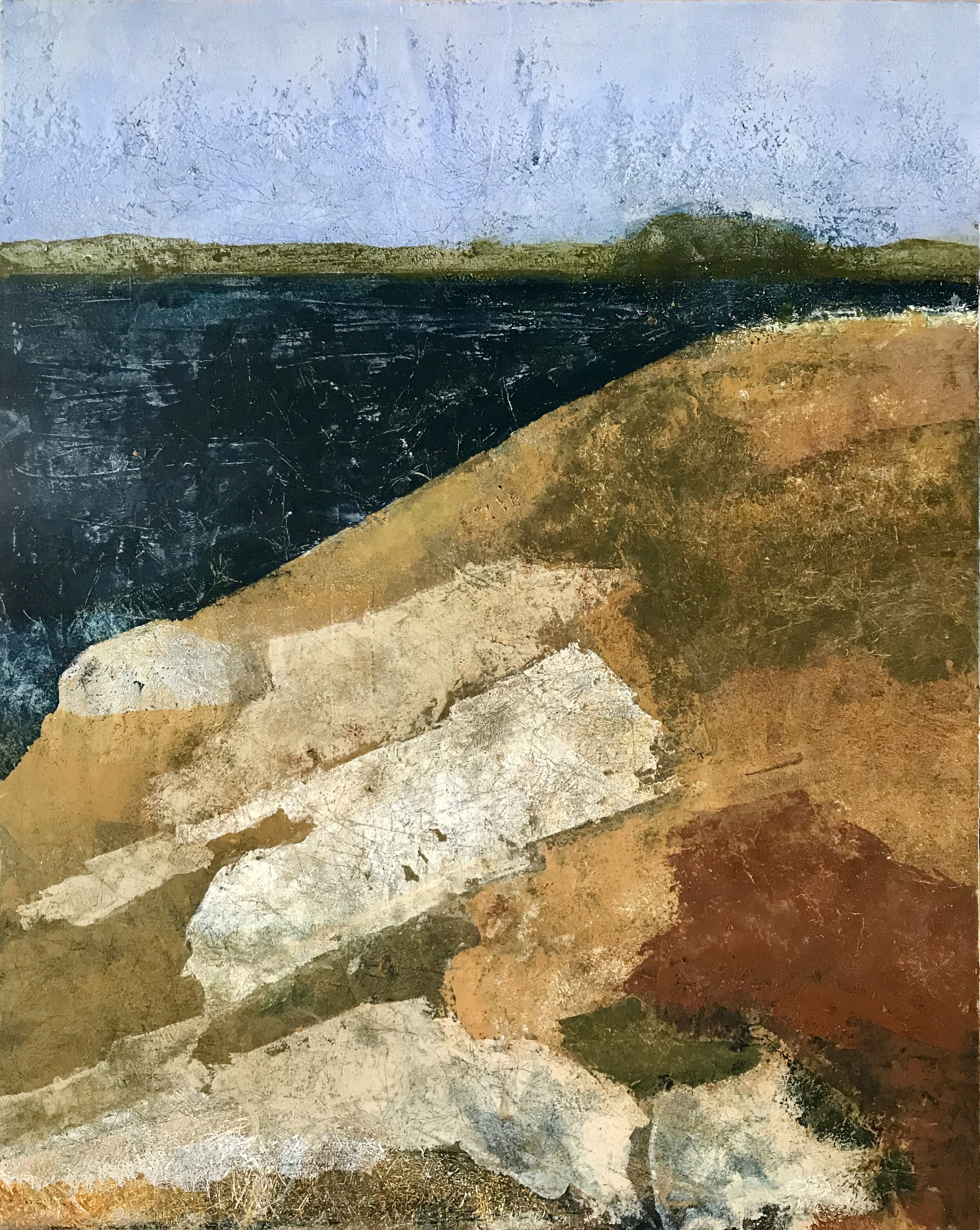   Shore View,  oil and mixed media on panel, 21 x 17 x 1.75 inches 