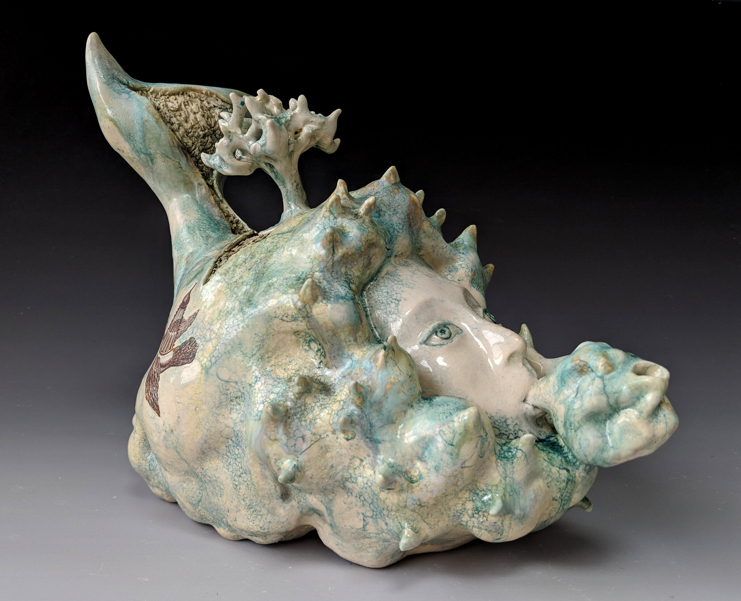    Cloud Maker     stoneware, stains, glazes, 8 x 10 x 7 inches 