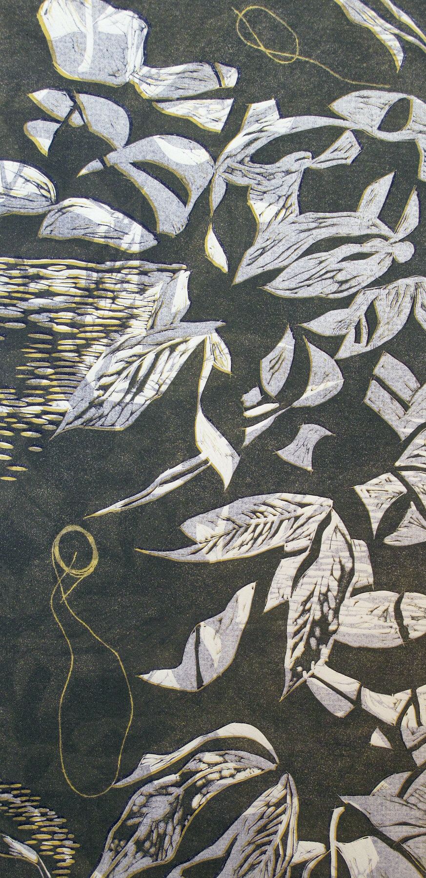    Pattern 1.3   relief linocut monoprint, 20 x 12 x 1.5 inches  &nbsp; 