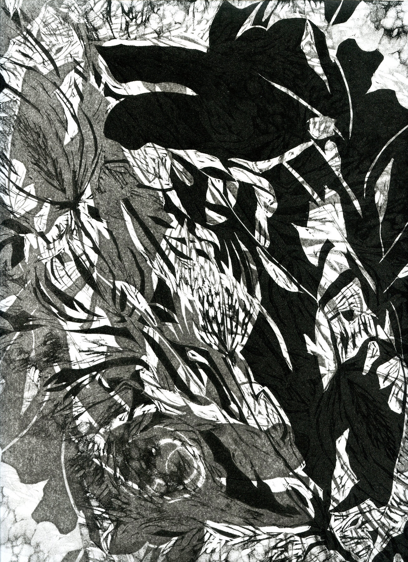    Bouquet 2.4   relief monoprint with monotype layers, 20 x 16 x 1.5 inches 