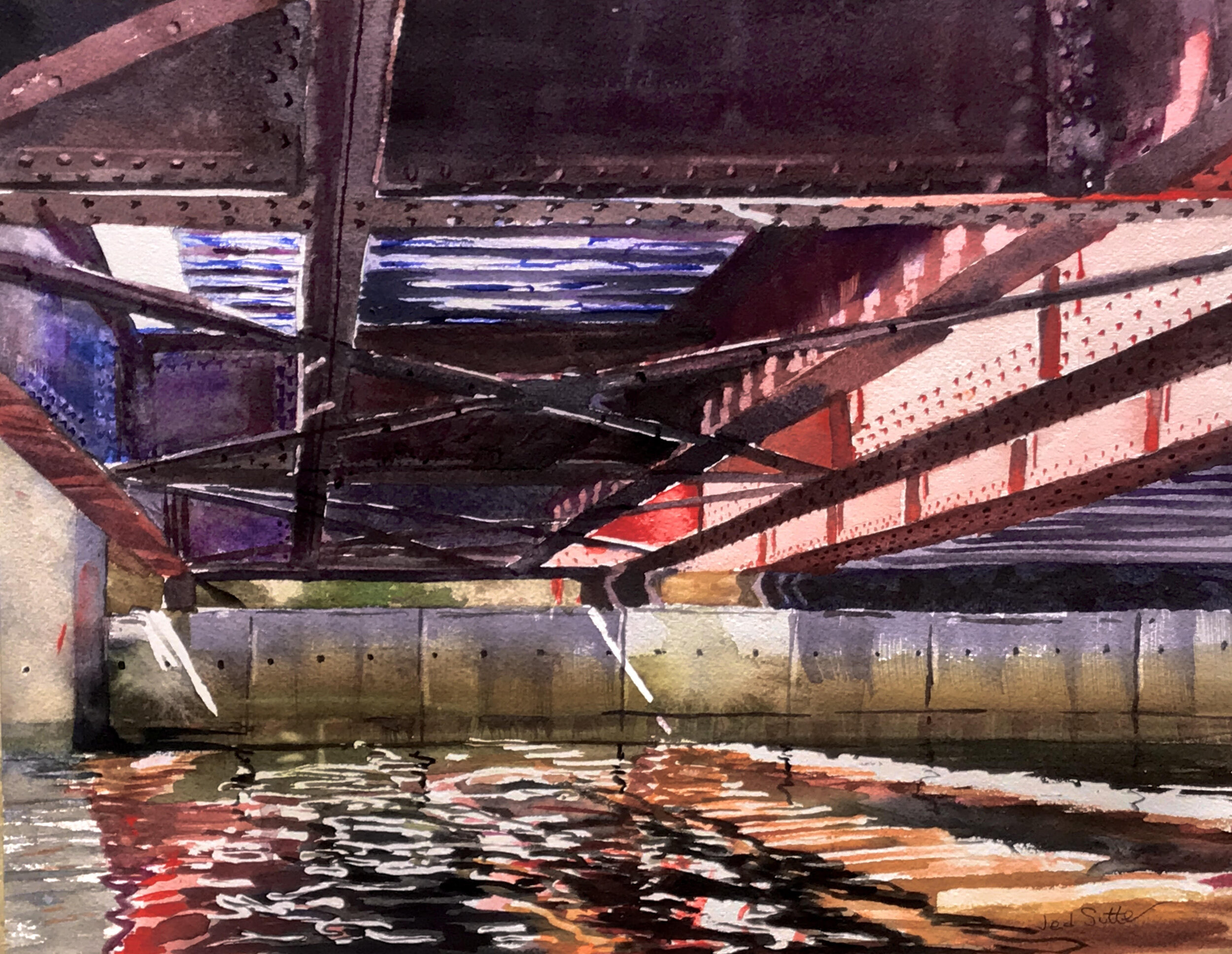   Under the Old RR Bridge  11”x14”, watercolor on paper 