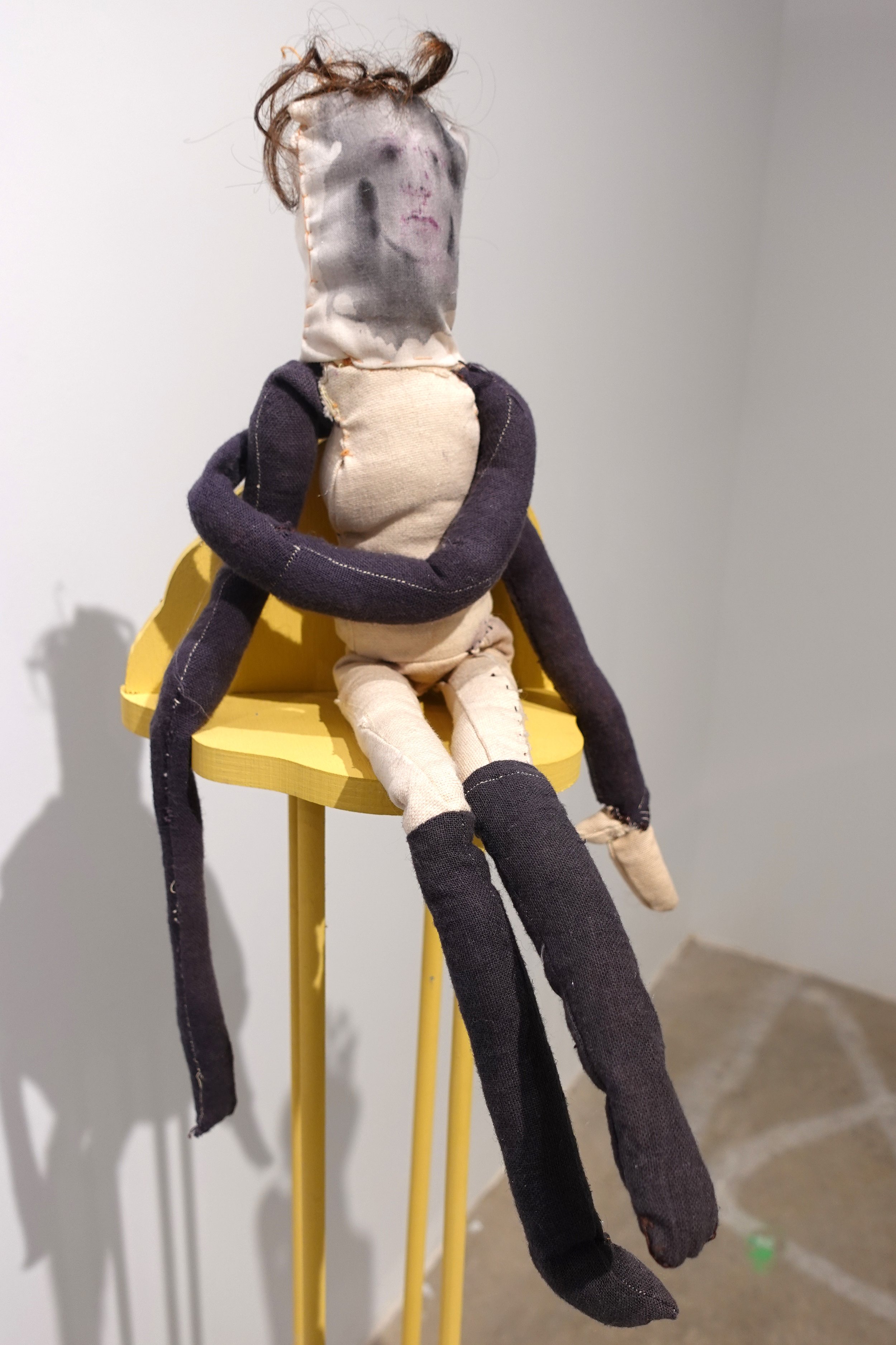   Spirit of Spectral Self  wood, linen, fibers, hair, polyester, ink; 40.625 x 6.375  inches 