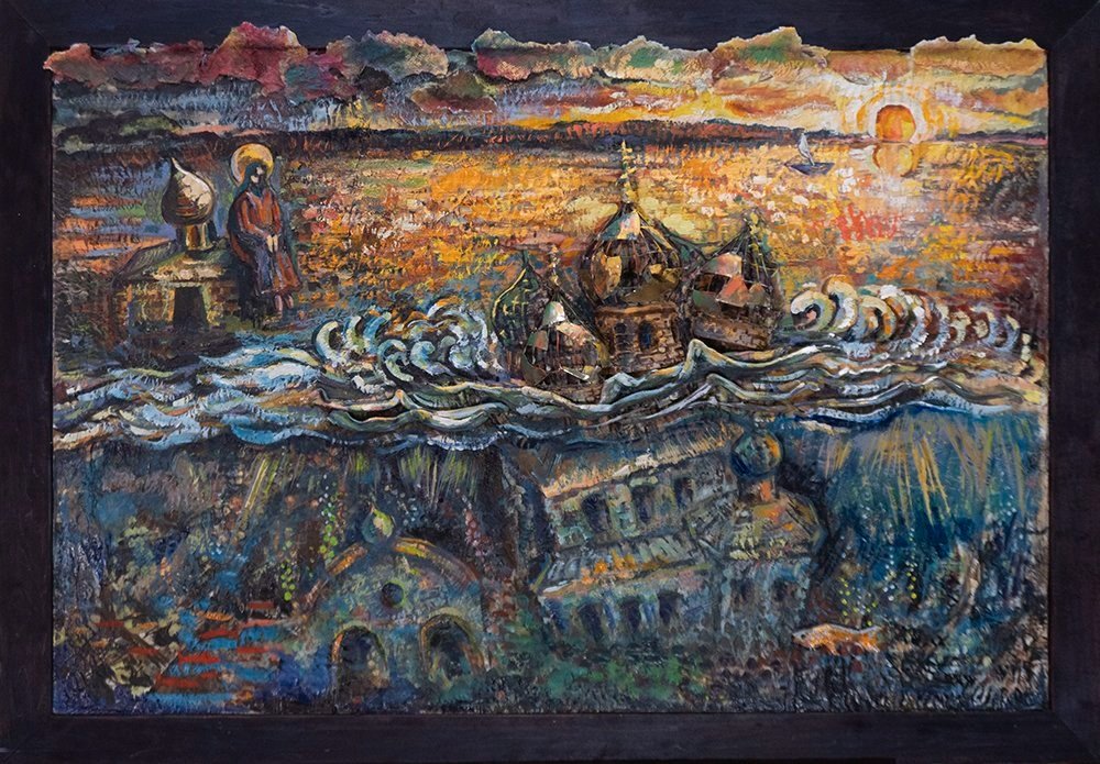  Submerged, mixed media, 32x46.5” 