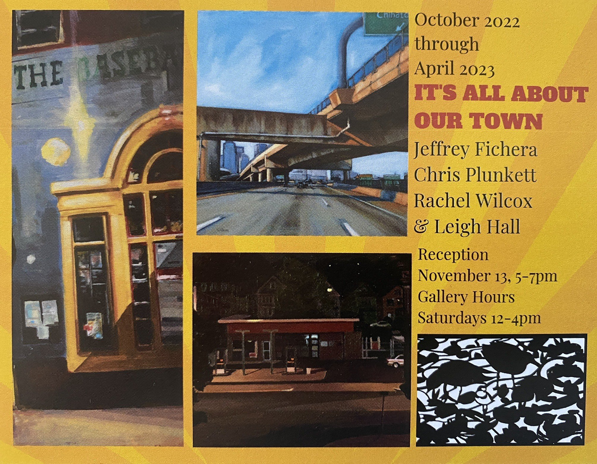  “All About Our Town” postcard, featuring work by Chris Plunkett 
