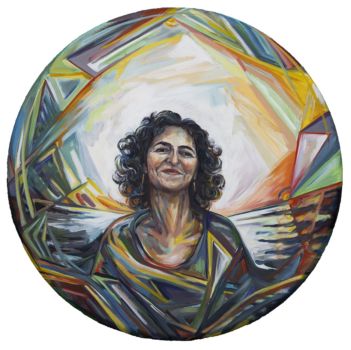    My Ocean Sunshine Mama Marina    oil on canvas, 40 in diameter 
