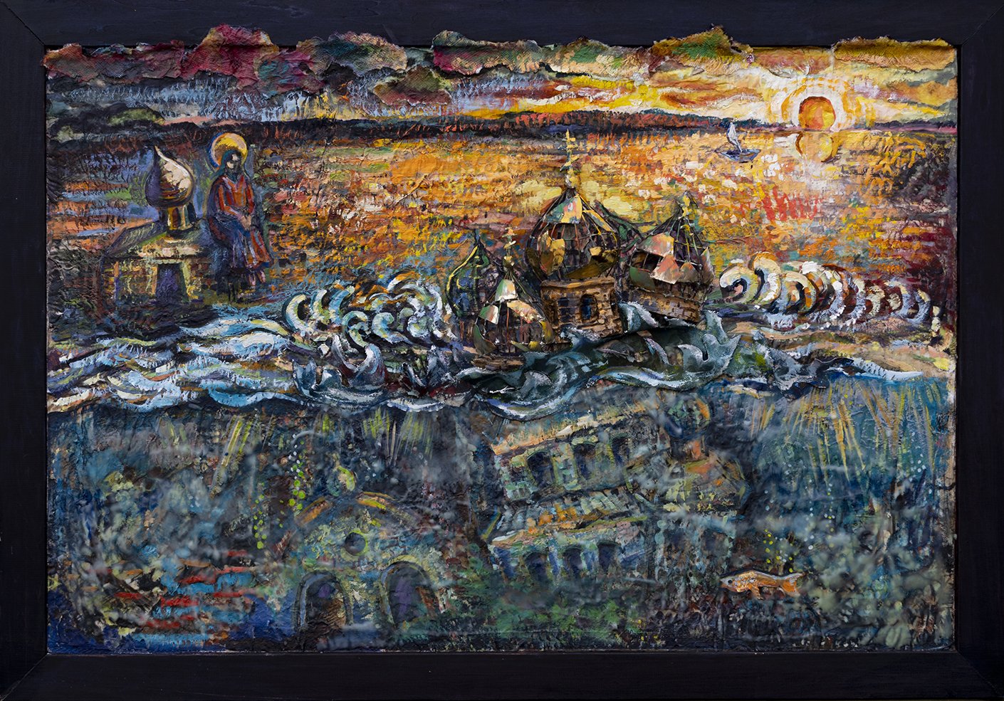    Submerged    mix media (domes by Viktor Krylov), 32in x 46.5in 