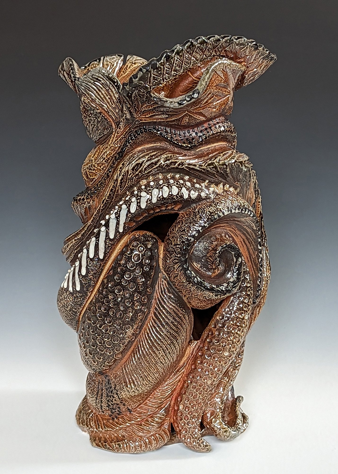    Dressed for the Ball,   wood-fired ceramics, 9.5 x 8 x 7 inches 