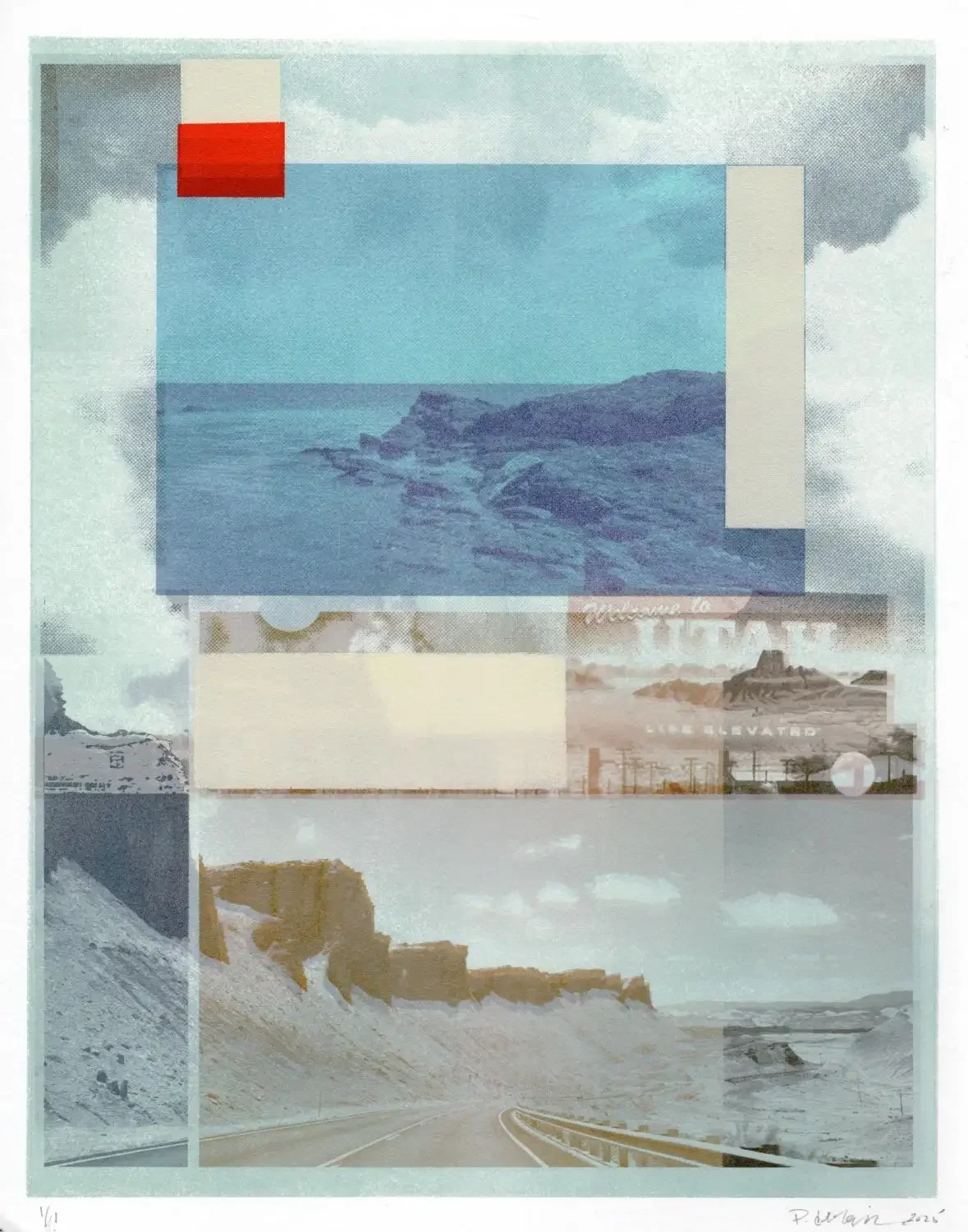 "Landlocked (Welcome to Utah)," Mixed Media Print
