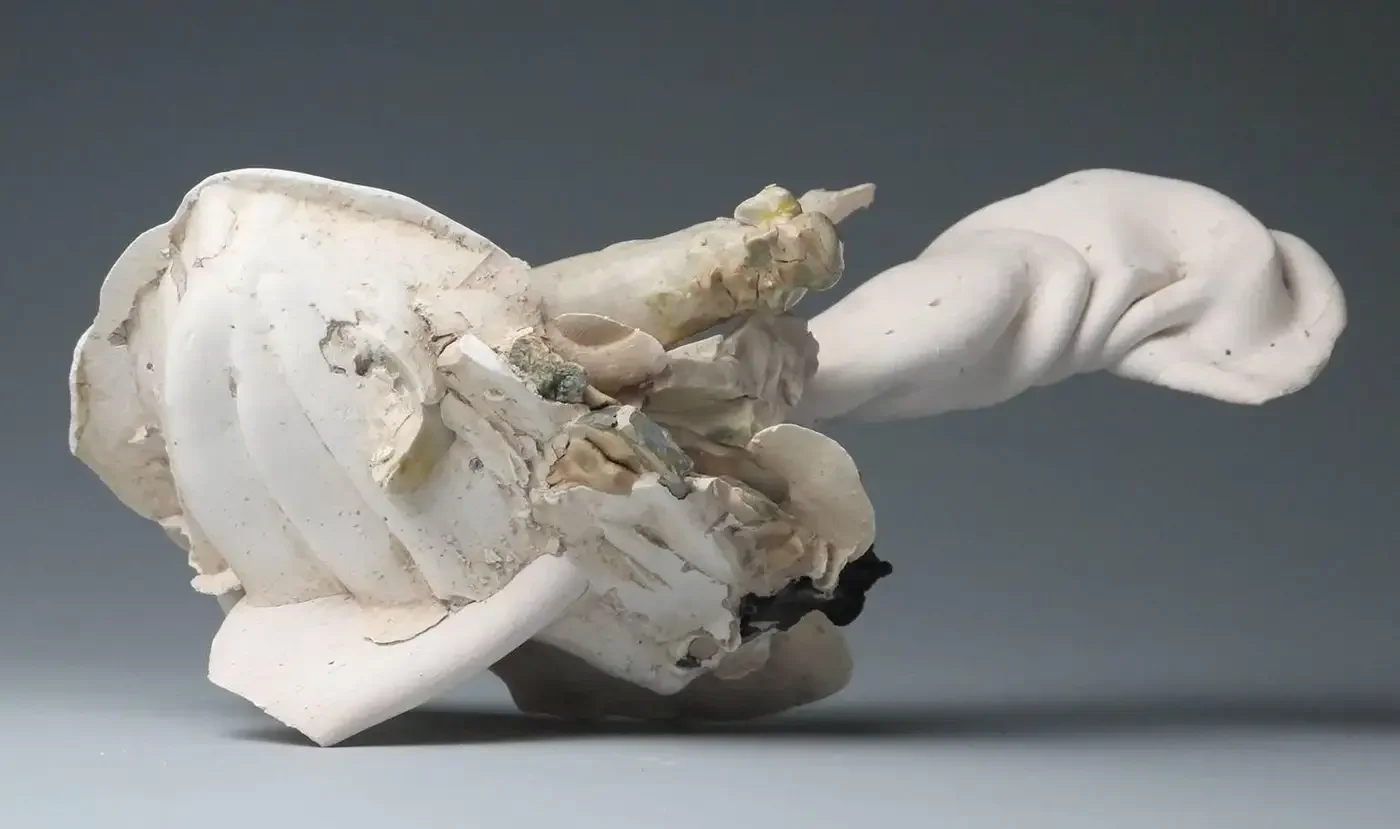 Cram," Ceramic, Plaster, Mixed Media Sculpture