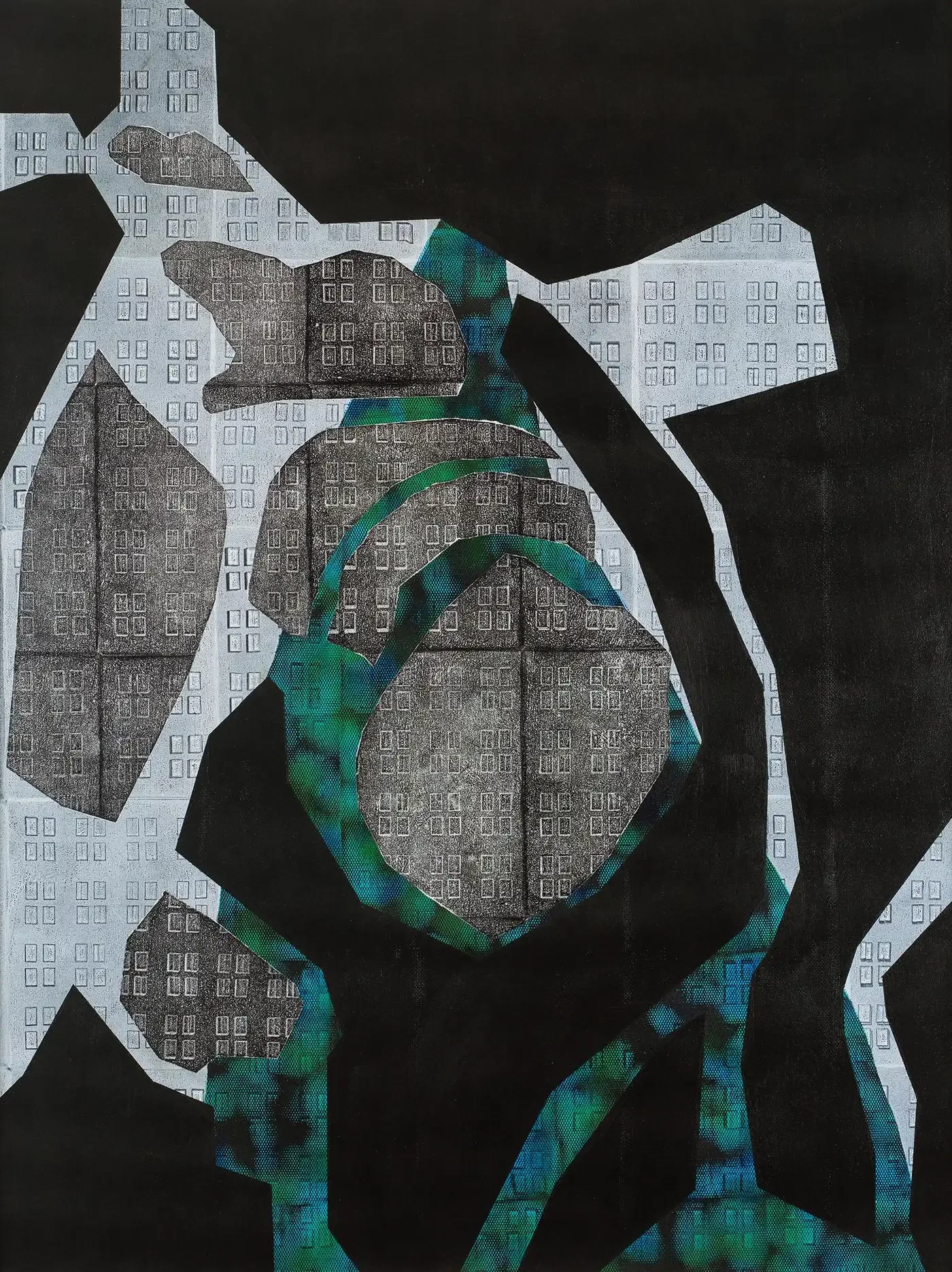 "A Satellite's View," Acrylic Monoprints on Panel