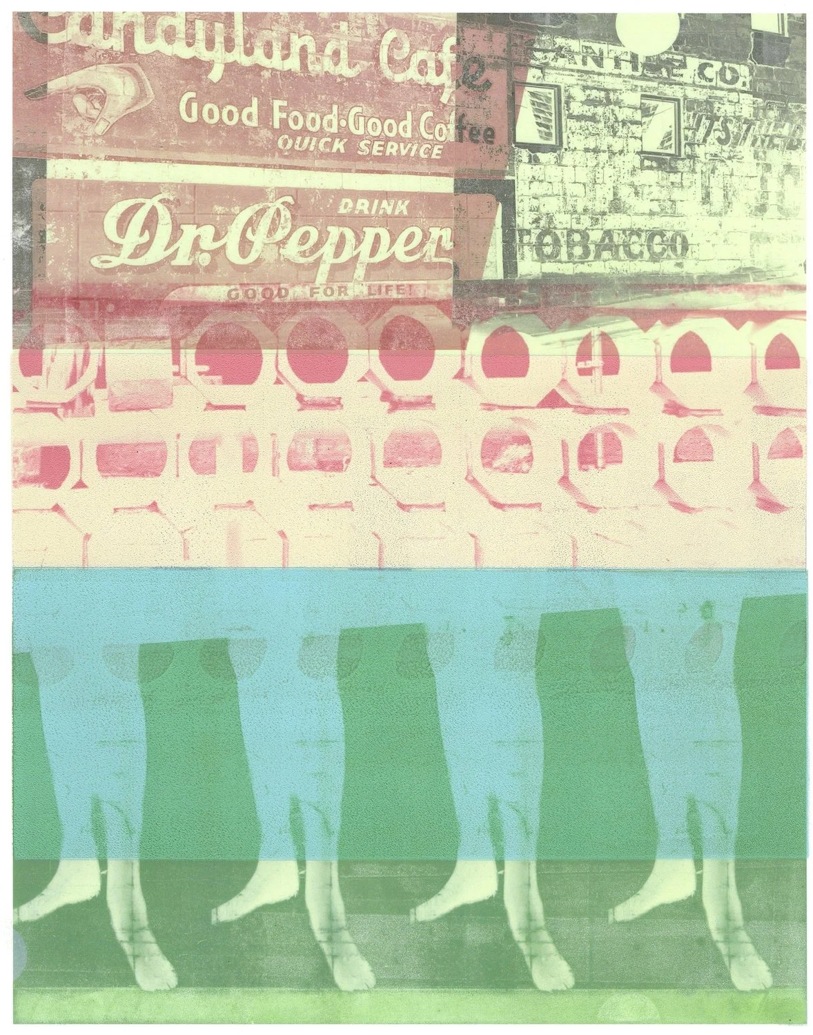 Patty deGrandpre, "Standing in Line (red knees)"