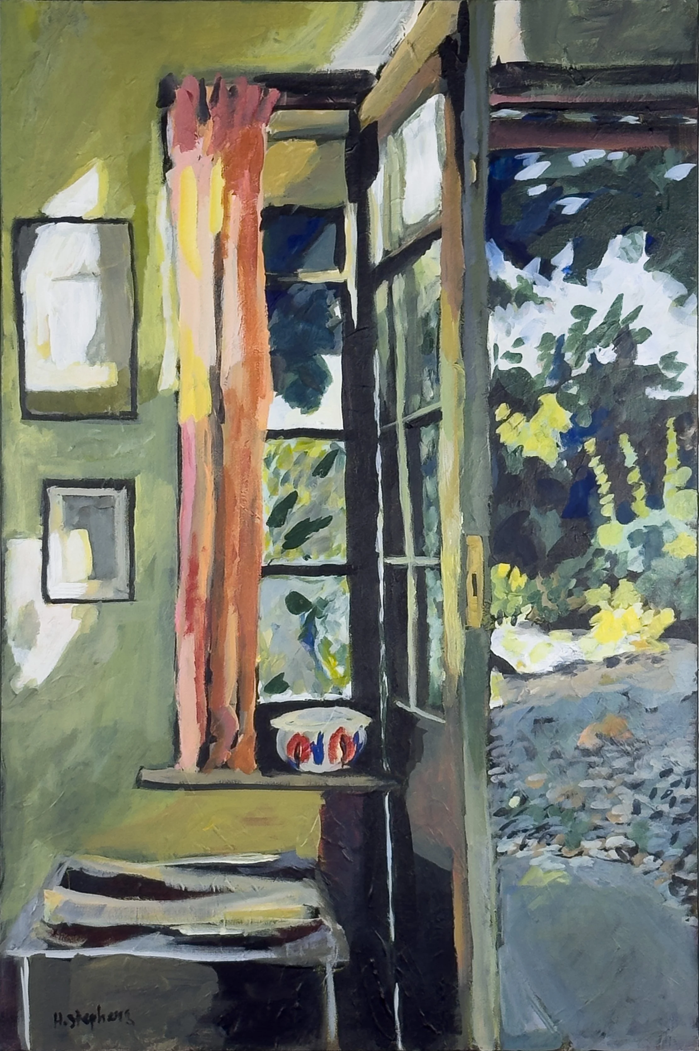 Hampton Stephens, "Green Glass Door," Acrylic Painting, Available
