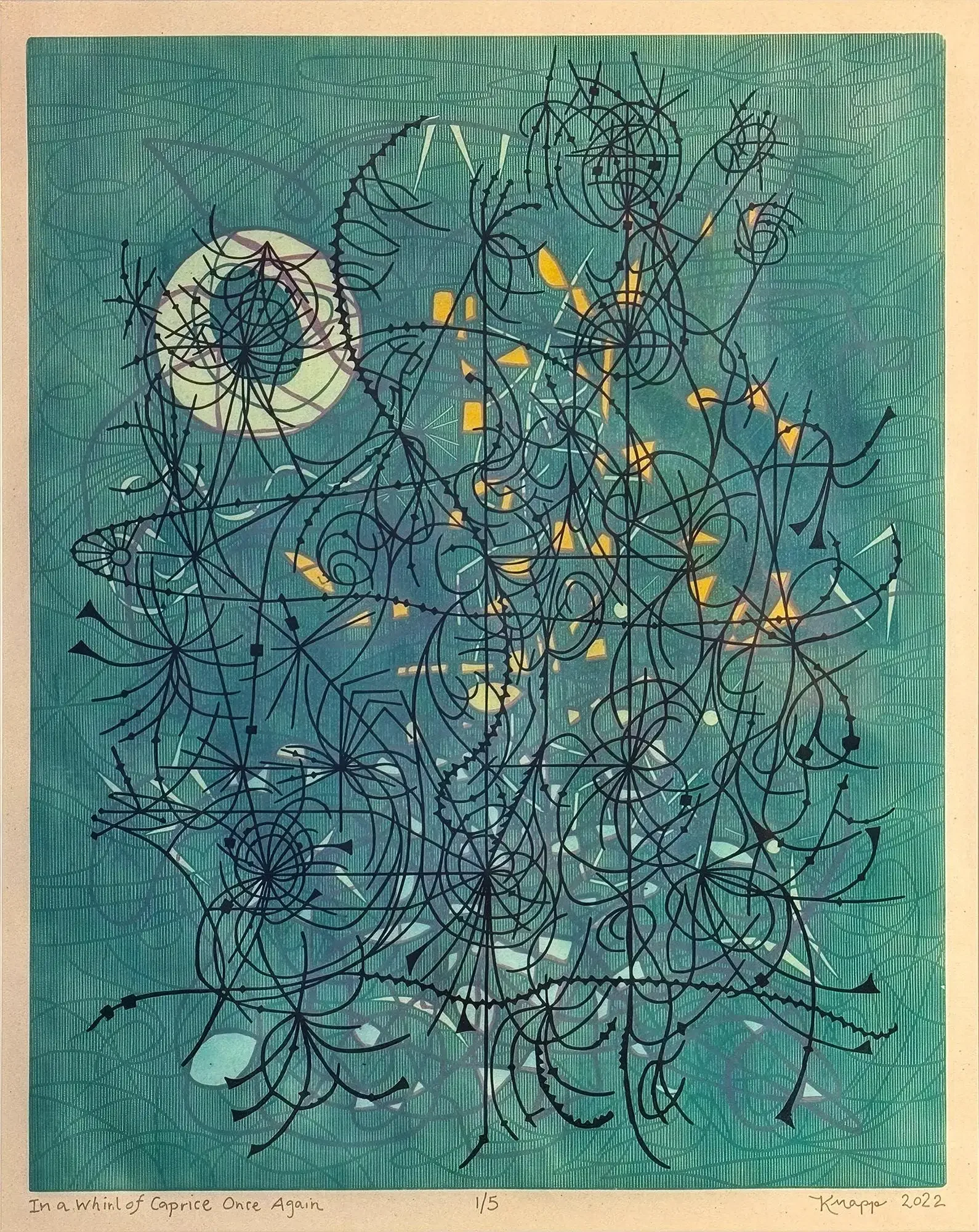 "In a Whirl of Caprice Once Again," Woodcut on Okawara Japanese Paper