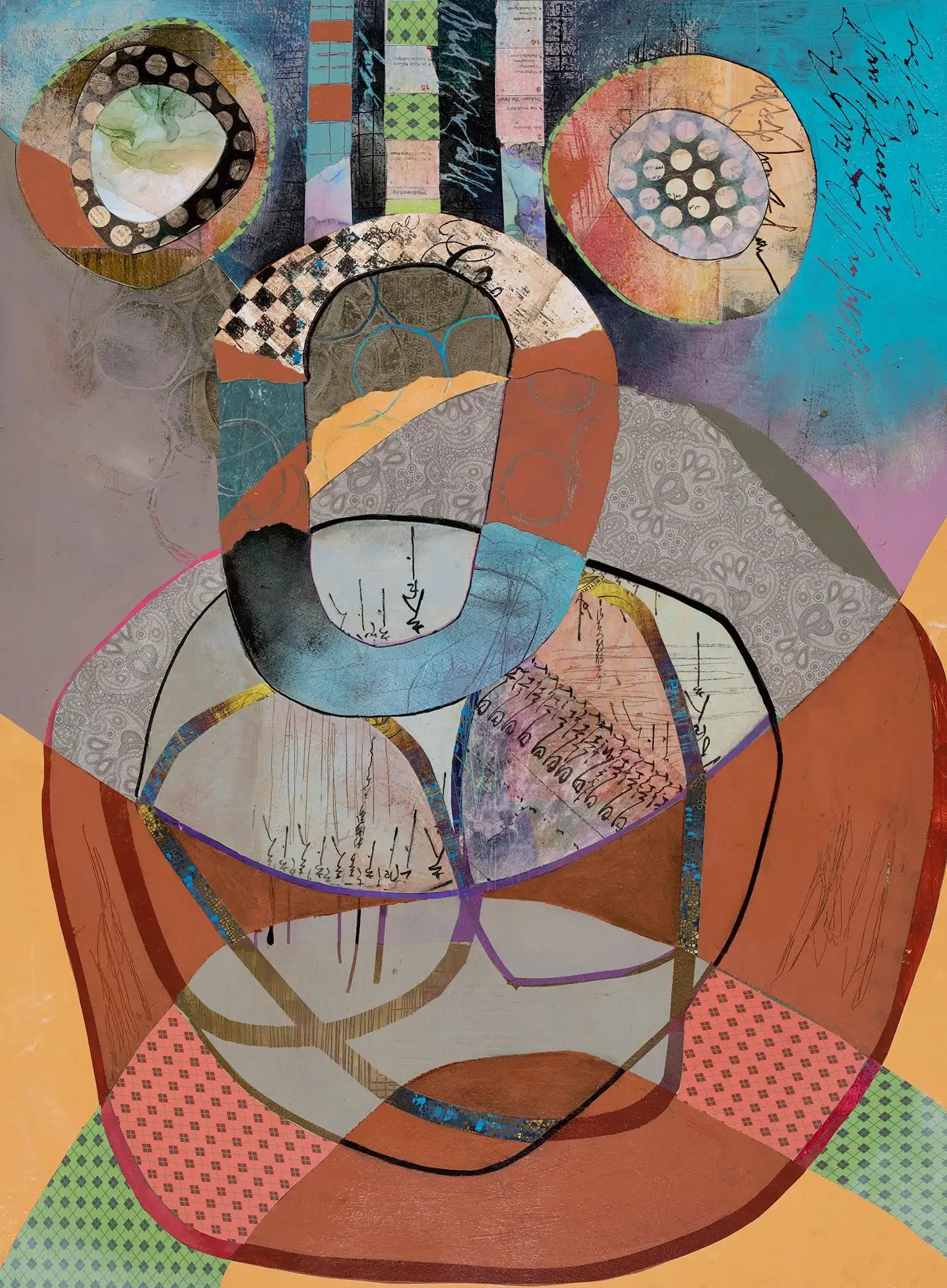 "Treble," Mixed Media Collage on Watercolor Paper