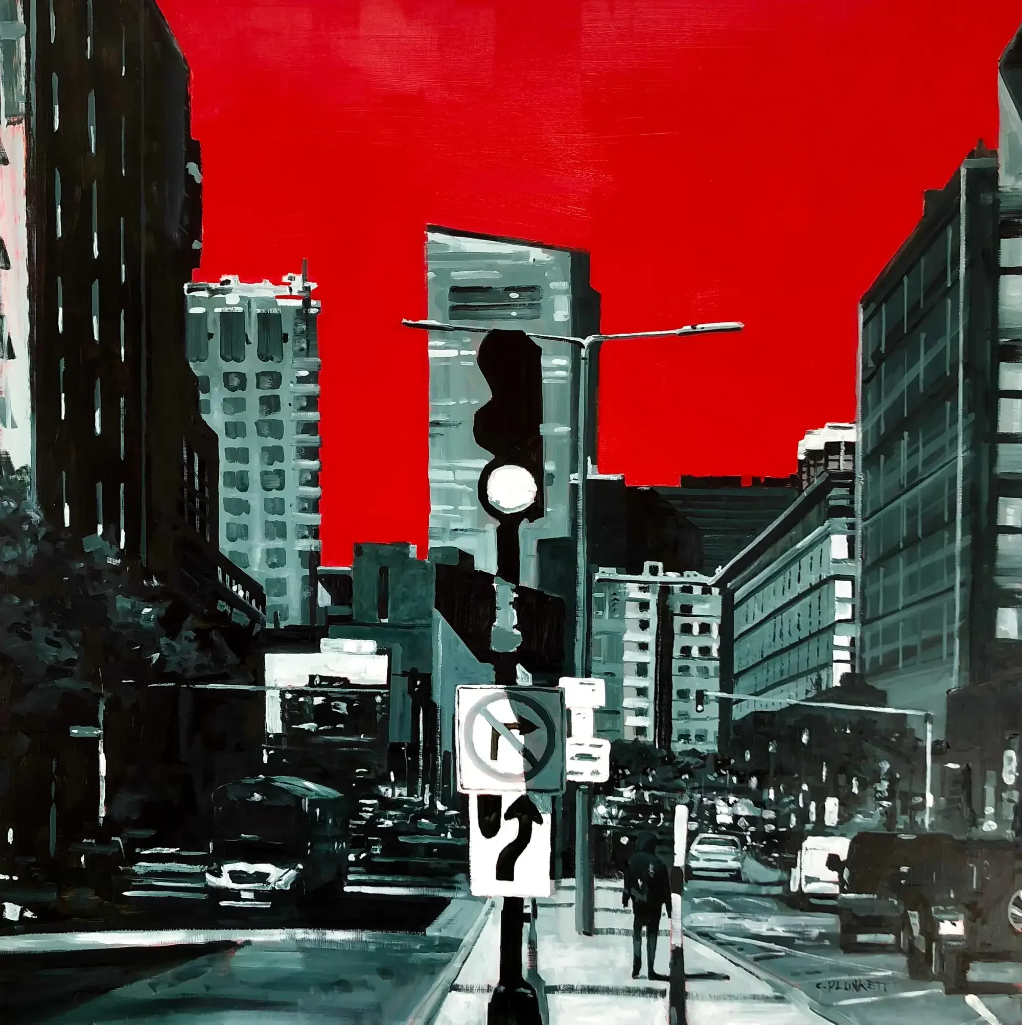 "East Berkeley and Harrison Ave," Oil Painting on Wood Panel
