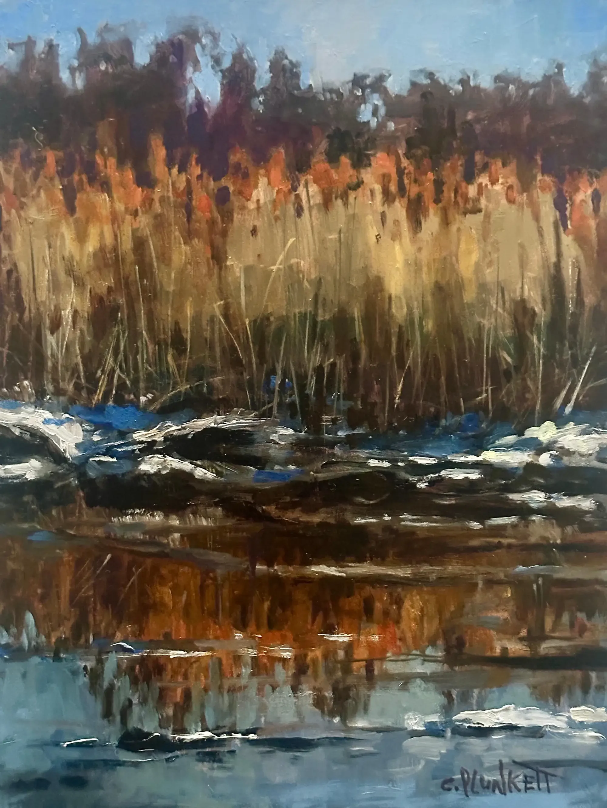 "Neponset River Reflects," Oil Painting on Board
