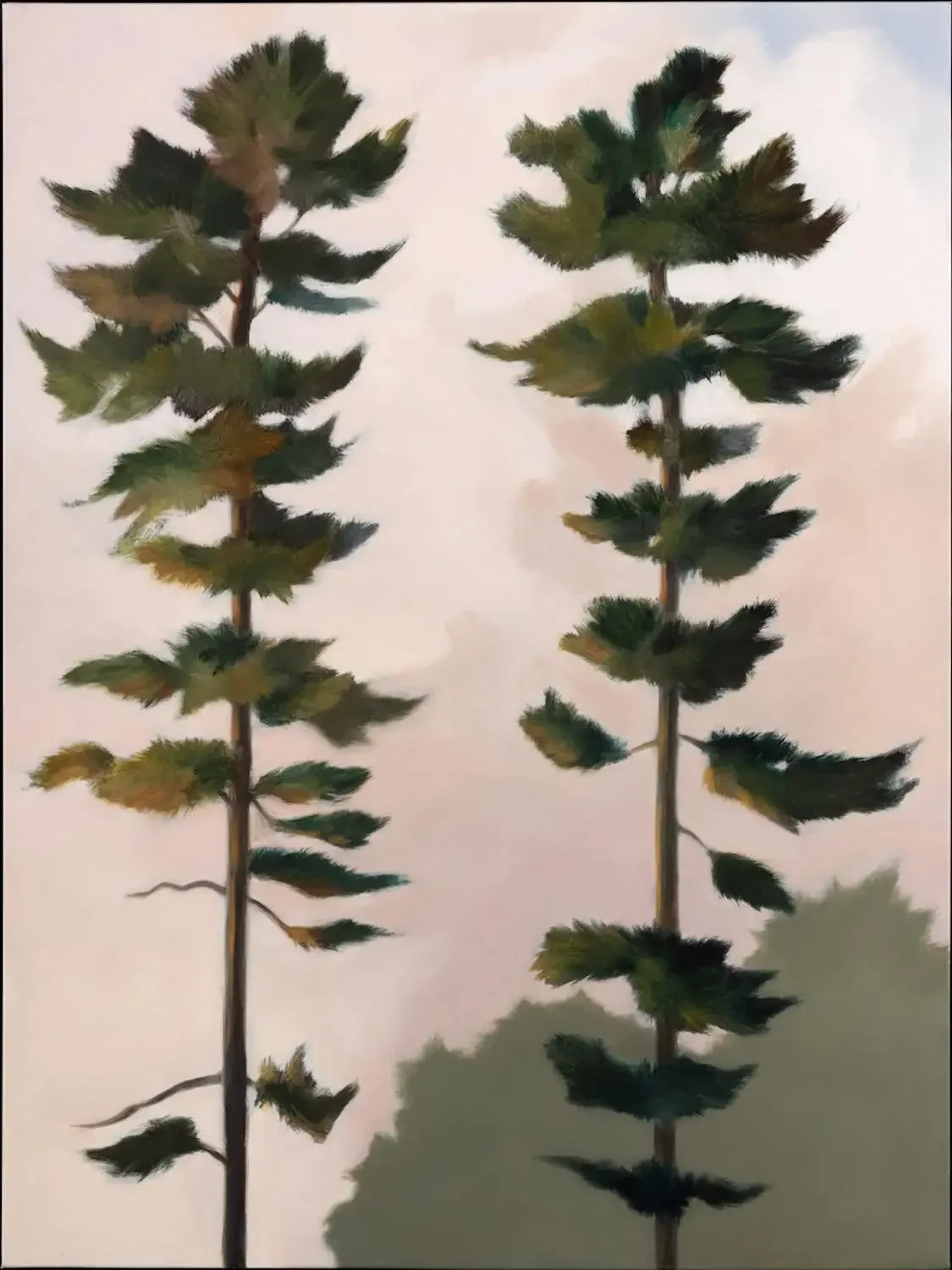 "Two Very Tall Pines," Oil on Canvas