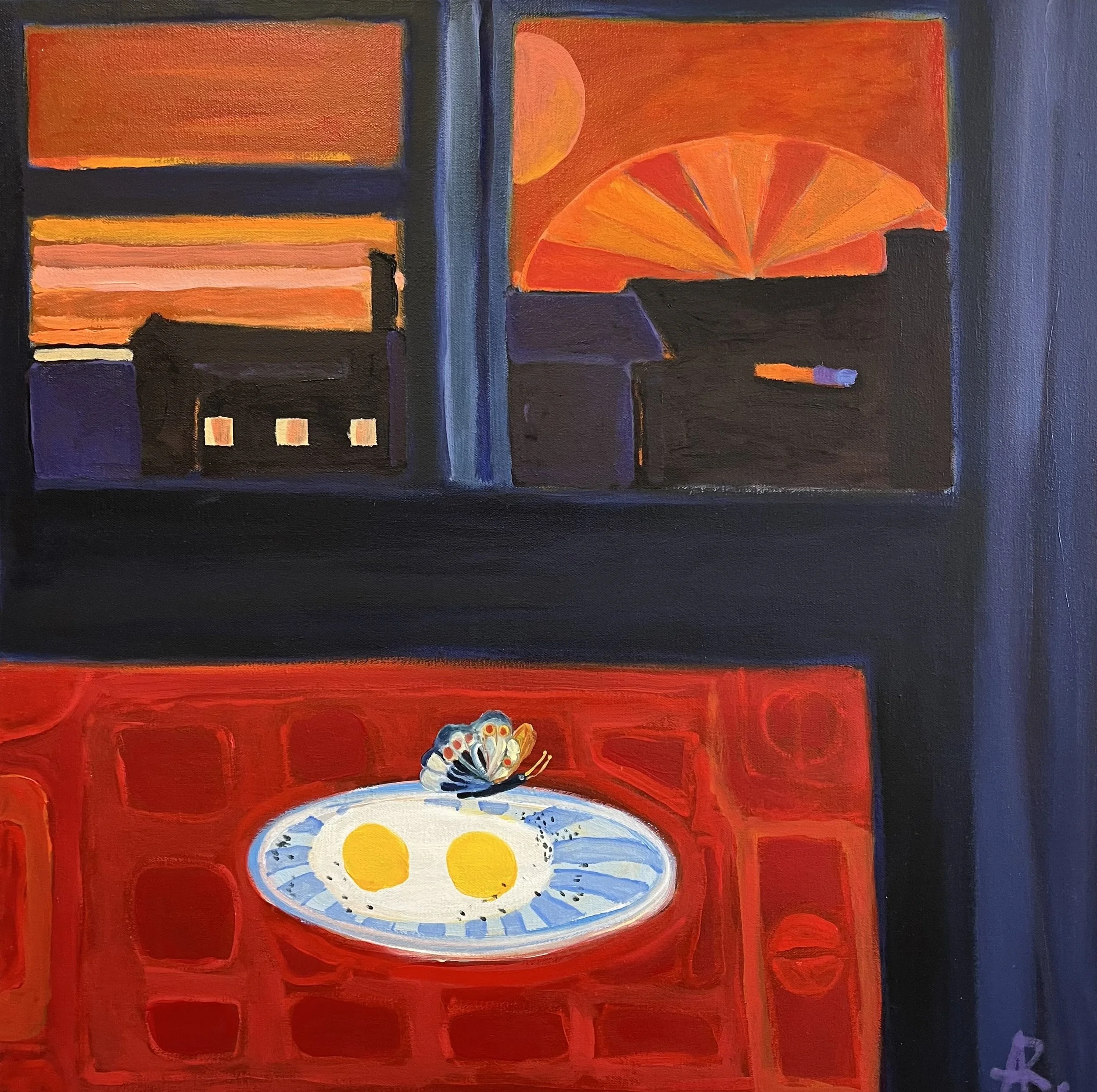 Alexandra Rozenman, "Sunset with Sunny Side-Up, Black Pepper and a Butterfly"