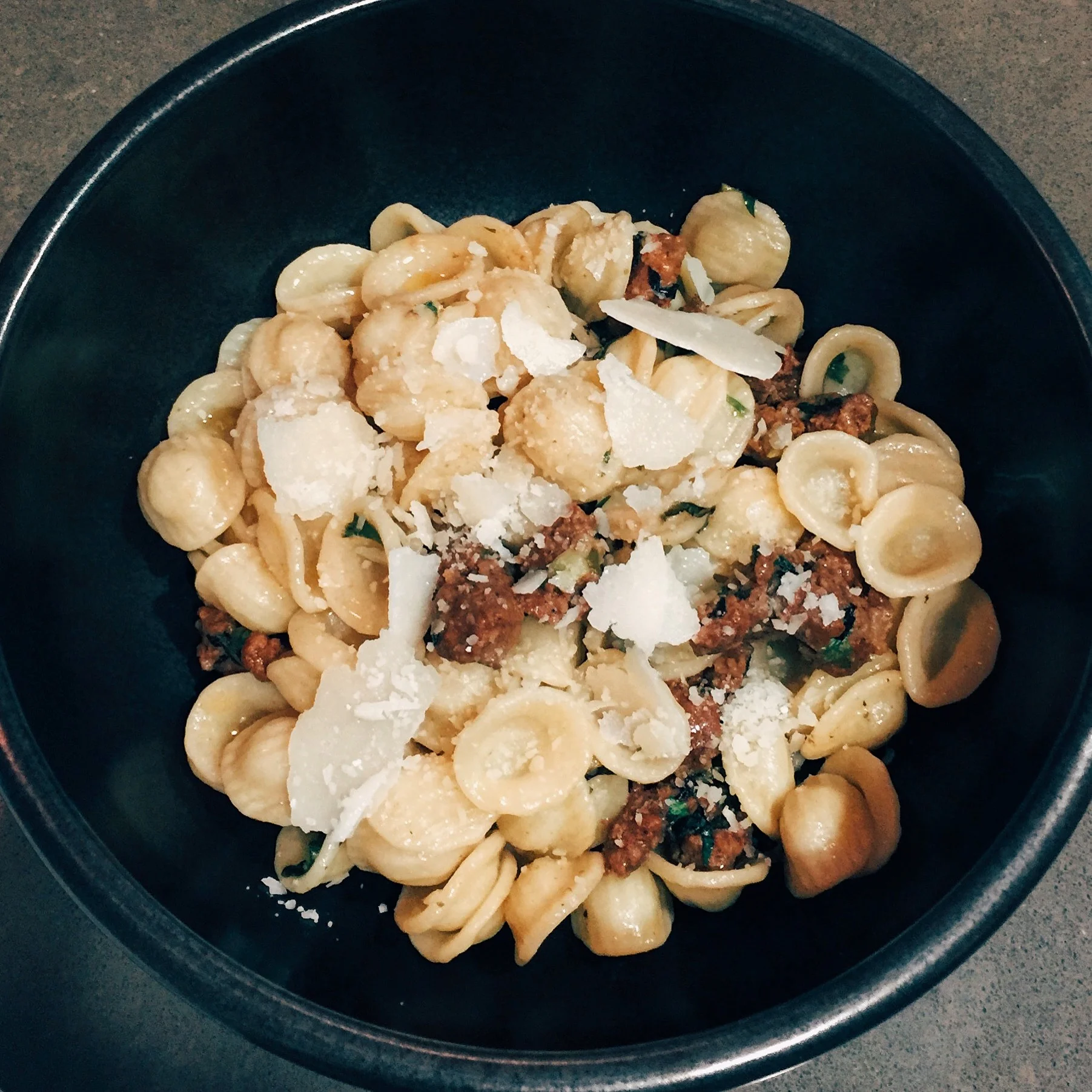 Orecchiette with Merguez and Ramps