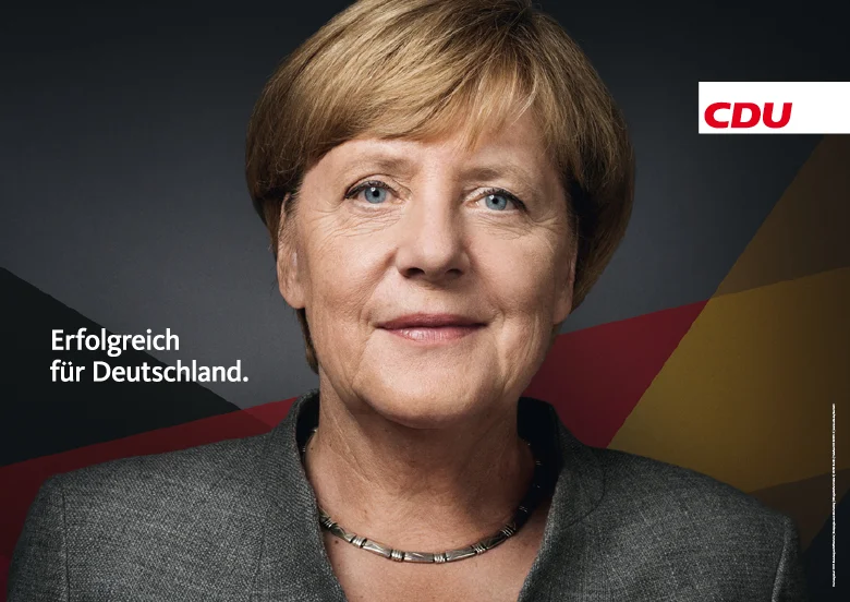Election posters tout German Chancellor Angela Merkel and request votes for her CDU party. German elections will be held on Sunday but, as usual, the action begins after the race is over. The slogan reads “Successful for Germany." (Photo: CDU)