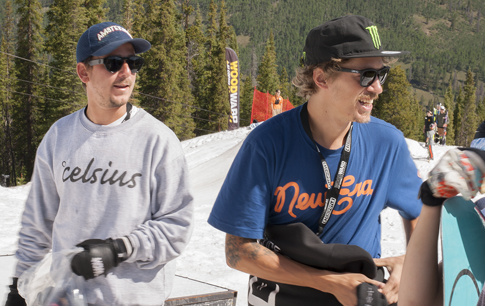 Jake Olson-Elm and Chris Grenier giving away some products to some lucky campers.