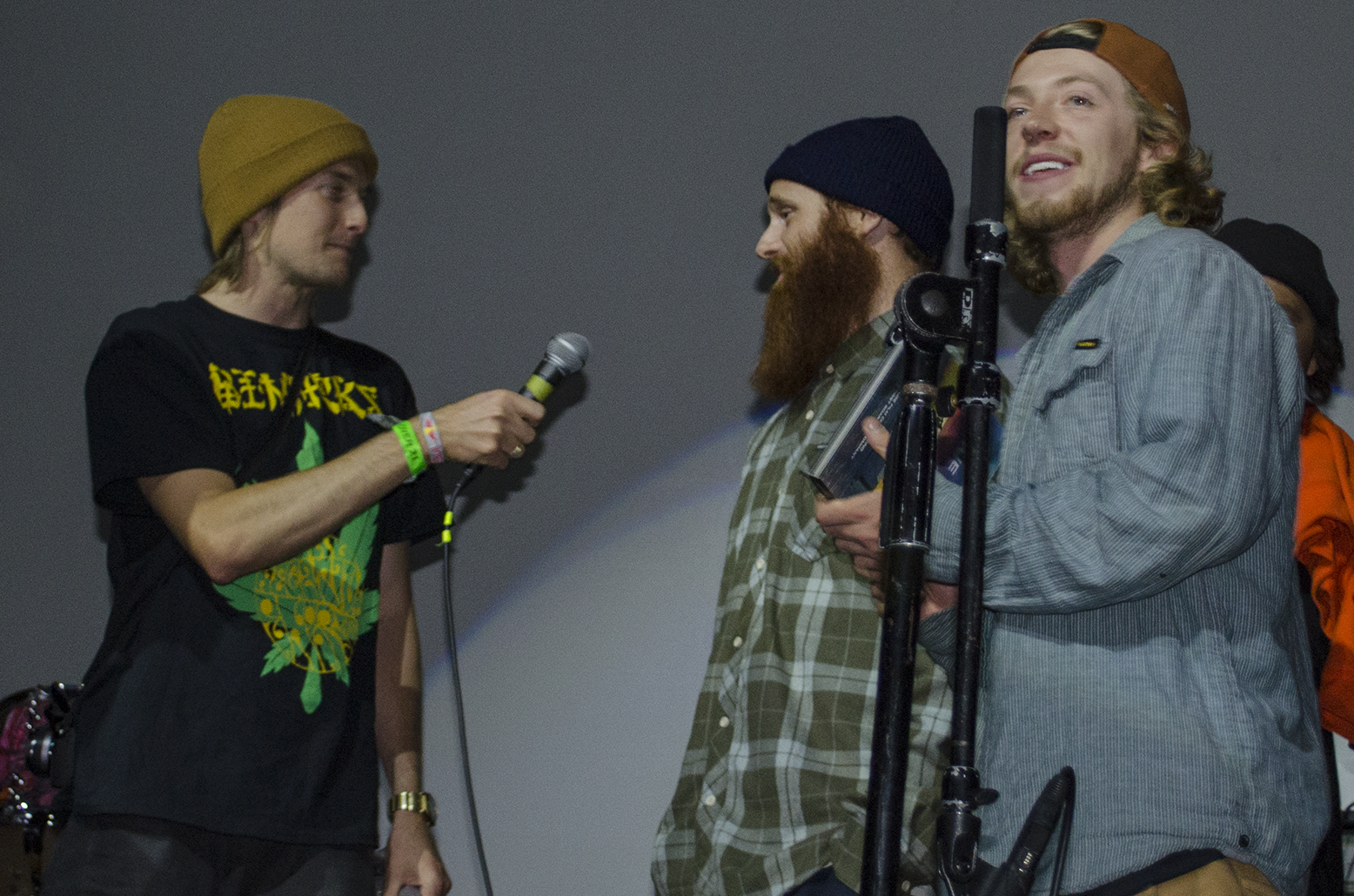 Jake and Pat introducing Mr. Plant while Dylan Alito chucks product off stage.