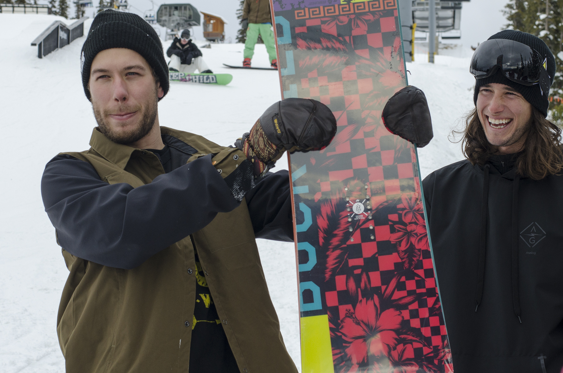 Alex gave out this Ride Snowboard at Keystone last weekend. Nic Suave thought it was pretty funny.