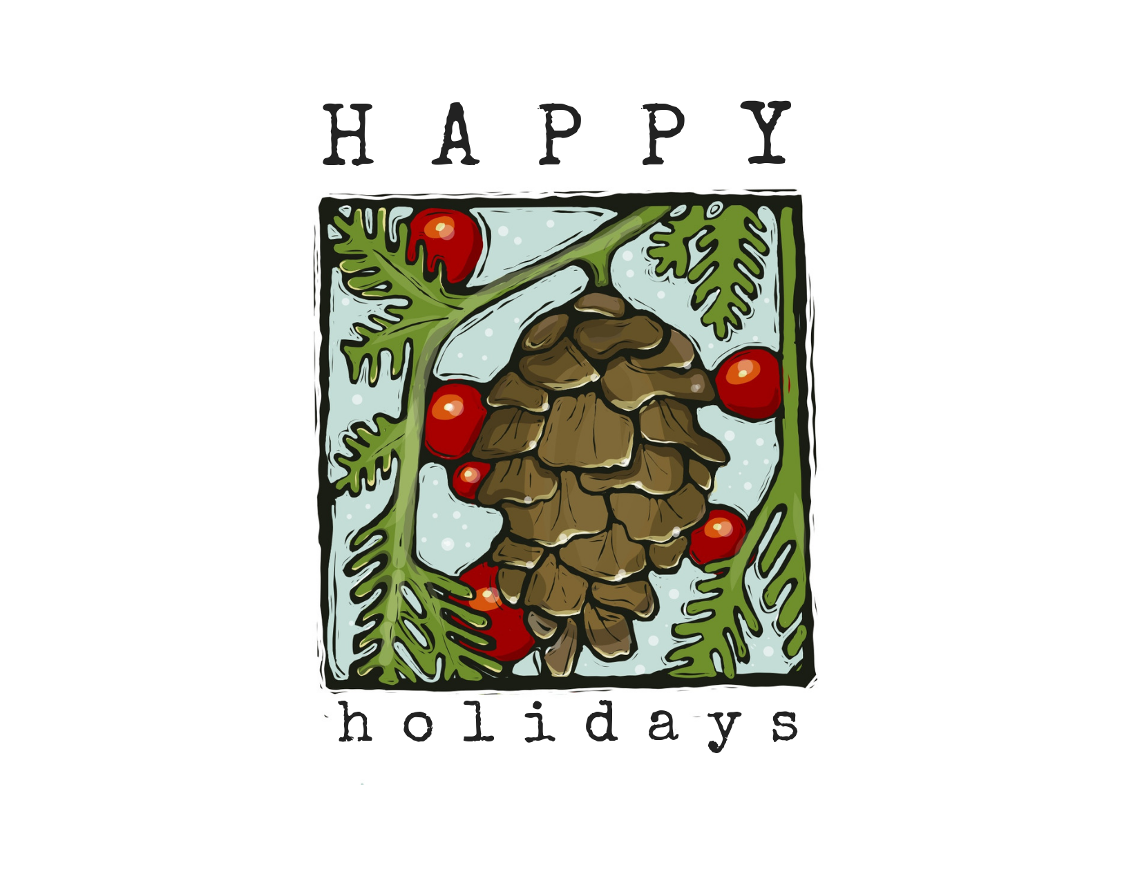 0066 - Happy Holidays Pinecone - Christmas Card.png