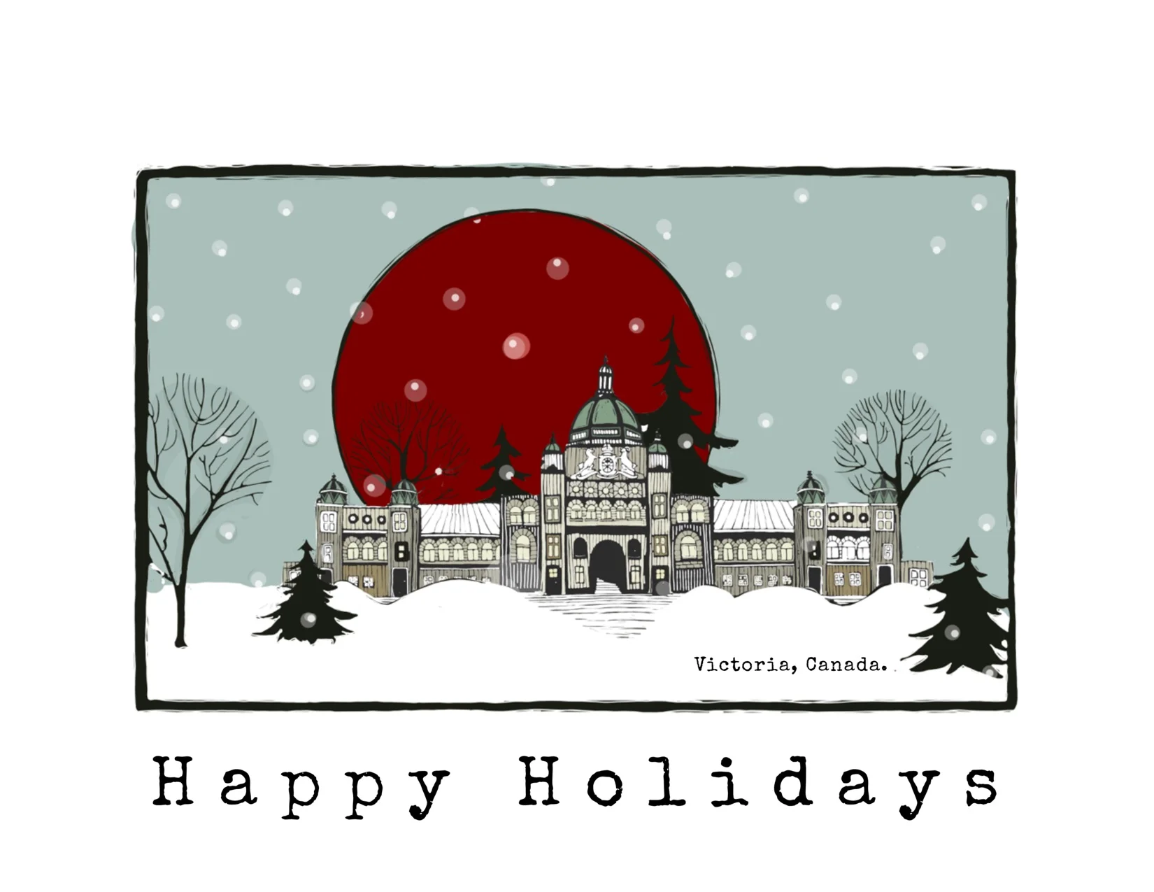 Happy Holidays - BC Legislature In the Snow Card
