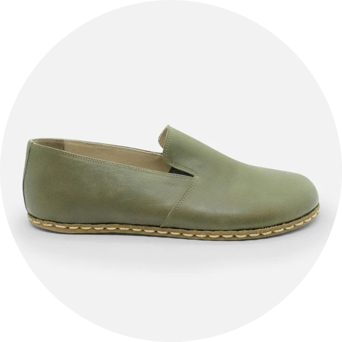 Spanish Olive Classic Clay Leather Grounding Slip Ons