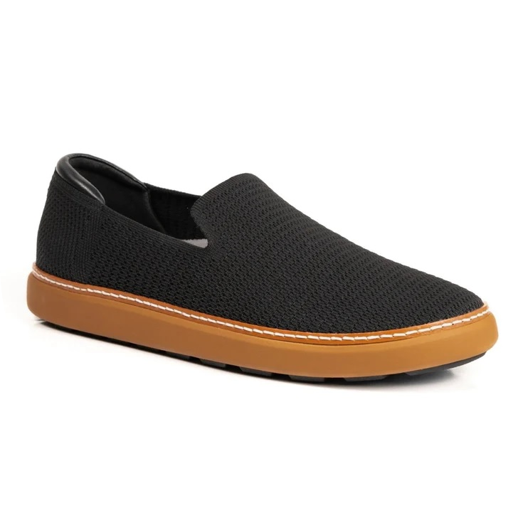 Black and Cognac Grounded Knit Slip On