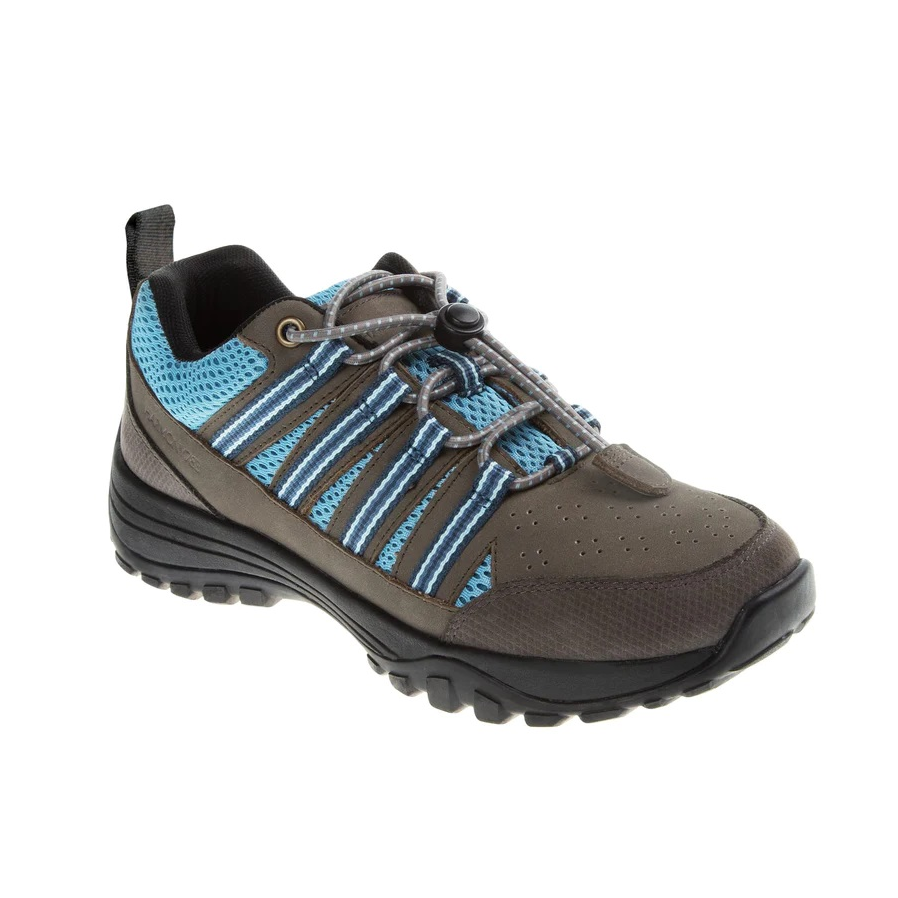 Gray Nubuck and Blue Mesh Grounded Trail Shoe