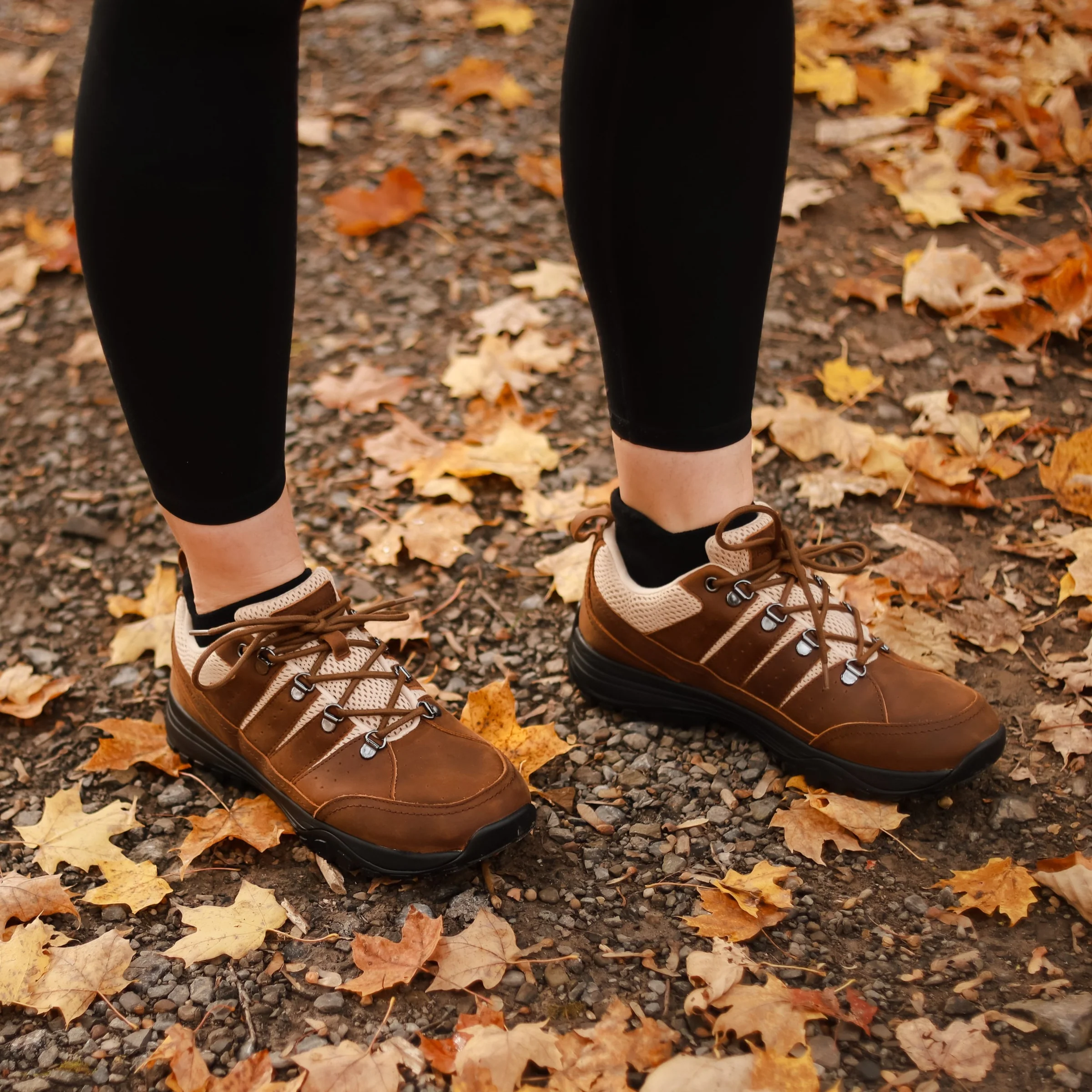 Brown Leather &amp; Mesh Grounding Trail Shoes