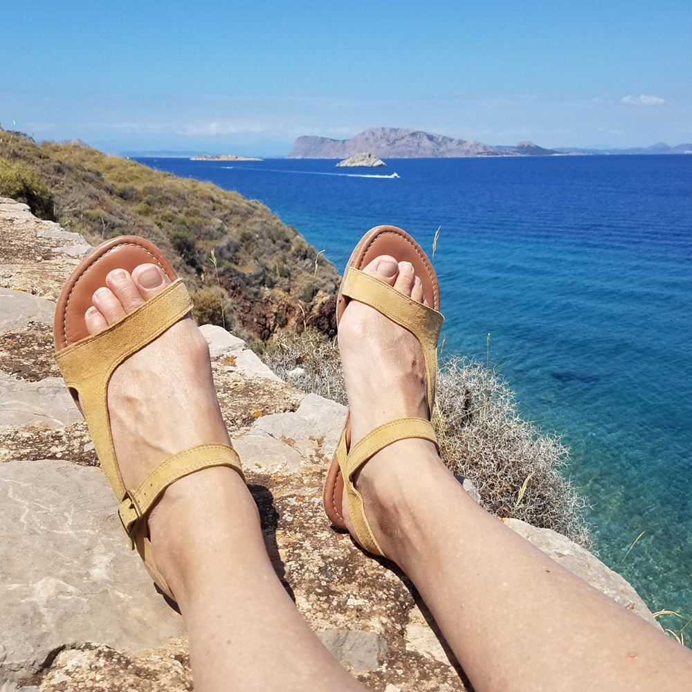 Canary Retro Leather Grounding Sandals with Copper