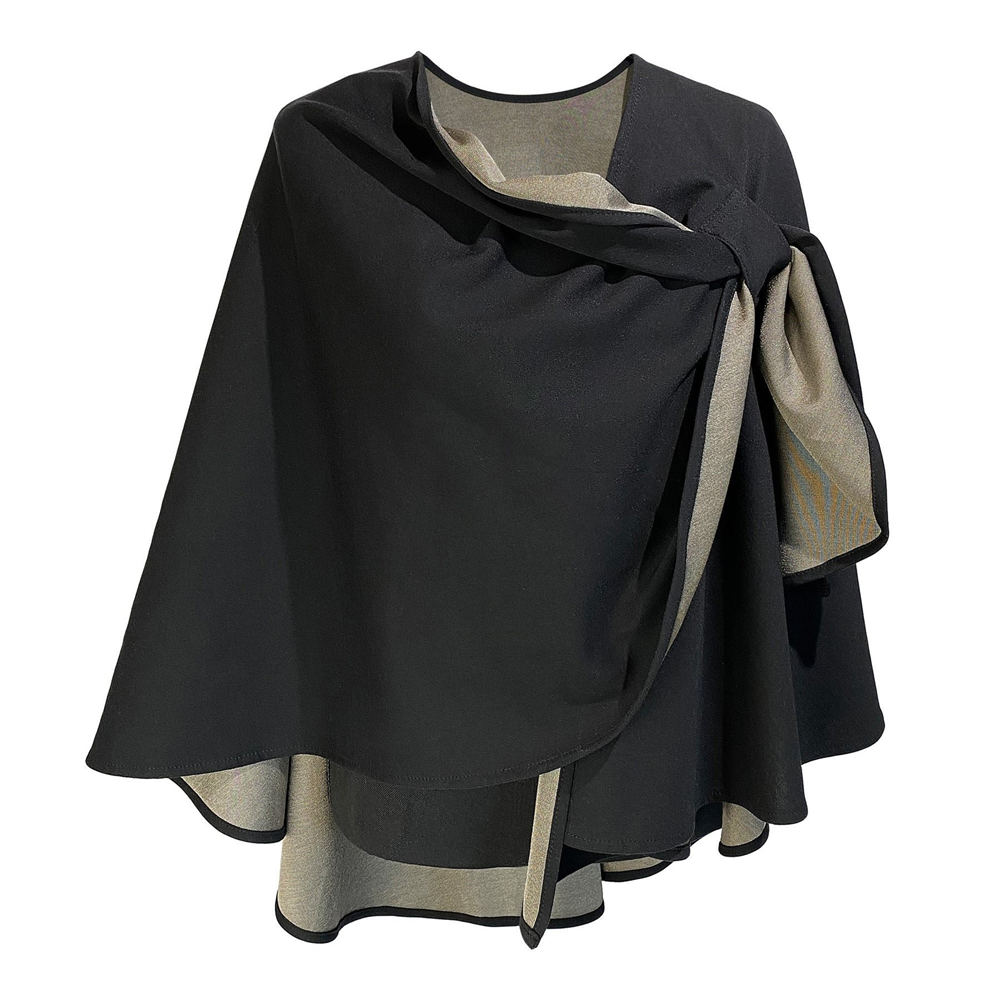 TRU 47 Black Silver Reversible Cape for EMF Protection