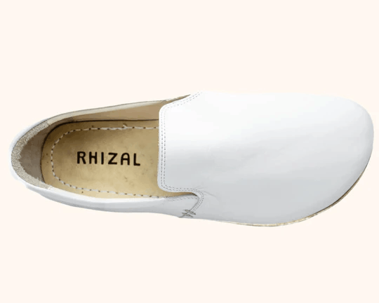 White Leather Brio Slip On Grounding Shoes