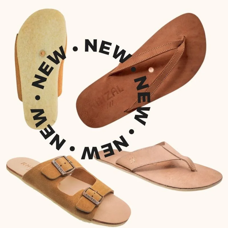 NEW! Rhizal leather grounding sandals with copper rivet grounding technology and natural rubber outsoles