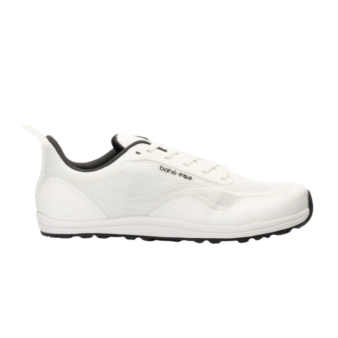 side view Bahe barefoot design grounding sneaker - frost / white