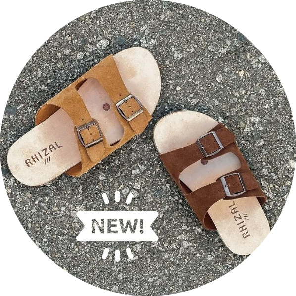 Rhizal suede leather two-strap grounding sandals with copper