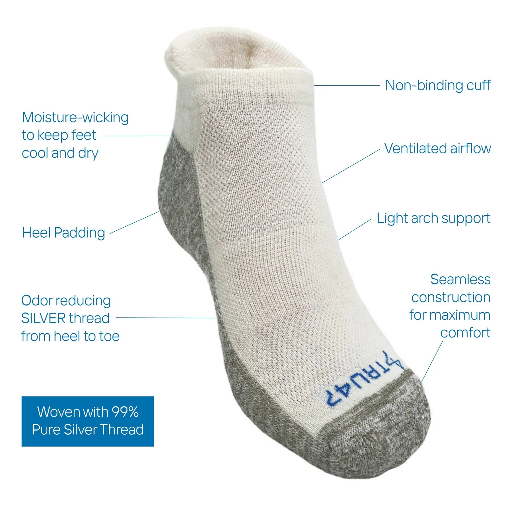 Tru47 Wool Grounding Sock Features