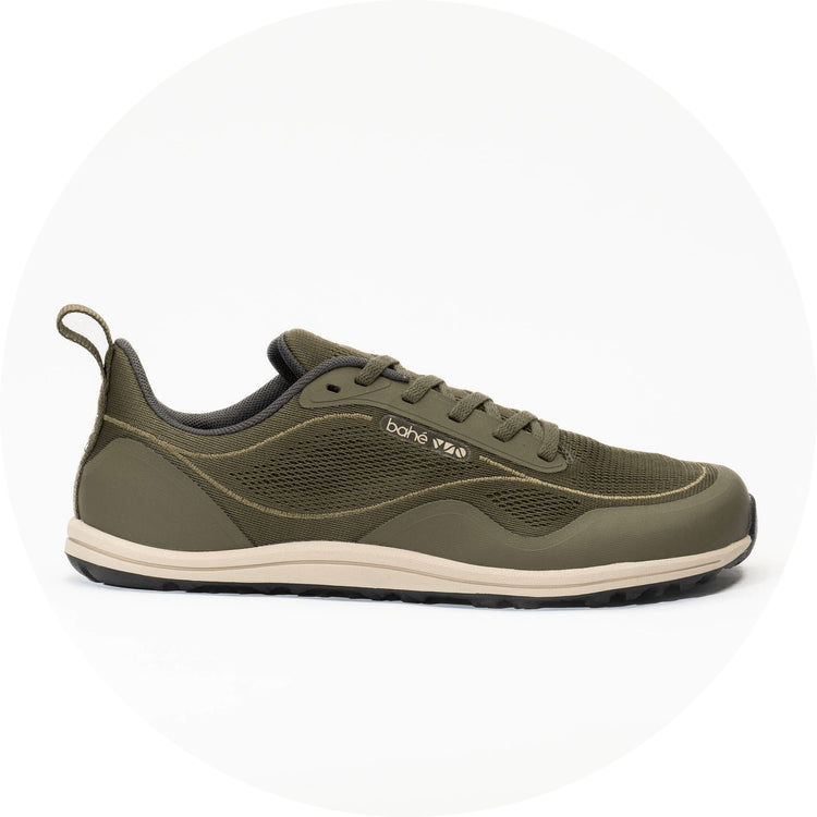 bahe forest flex barefoot grounding style sneaker with thin flexible zero drop sole side view