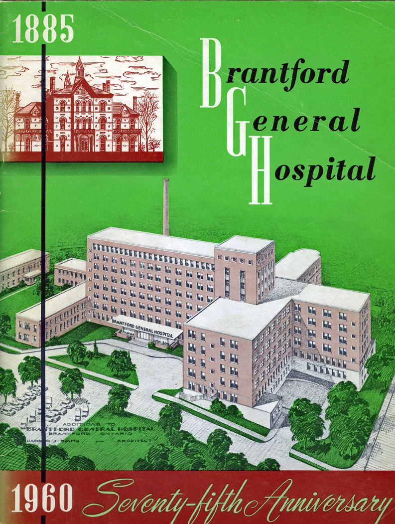 Brantford General Hospital after the completion of the rebuild in 1960. Image courtesy of the Brant Historical Society