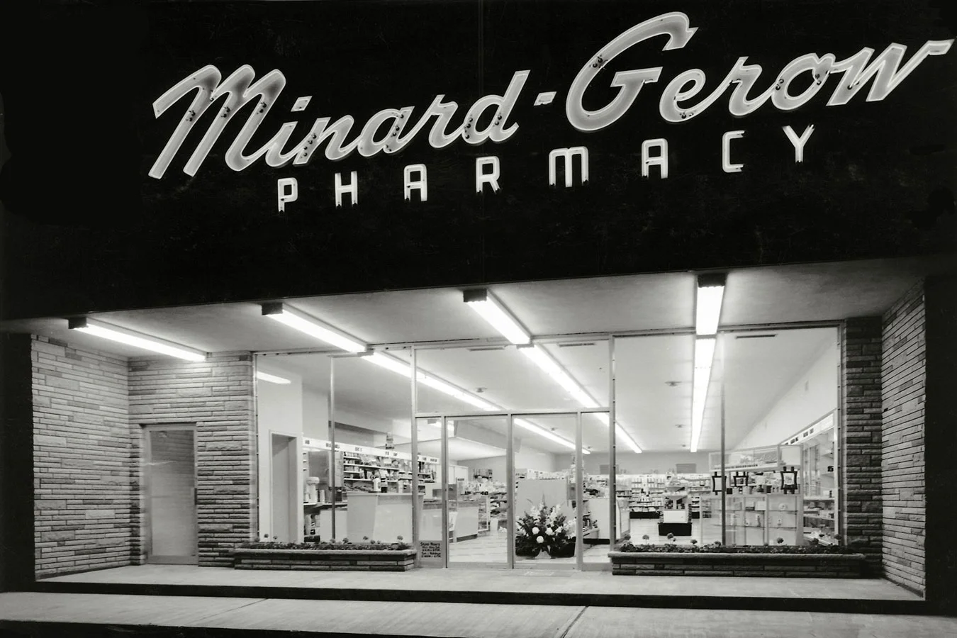 Minard-Gerow Pharmacy, the City’s first modern drug store, opened in 1956 on St Paul Ave at Dublin St kitty corner from the new Loblaws. Image courtesy of Sheila Minard