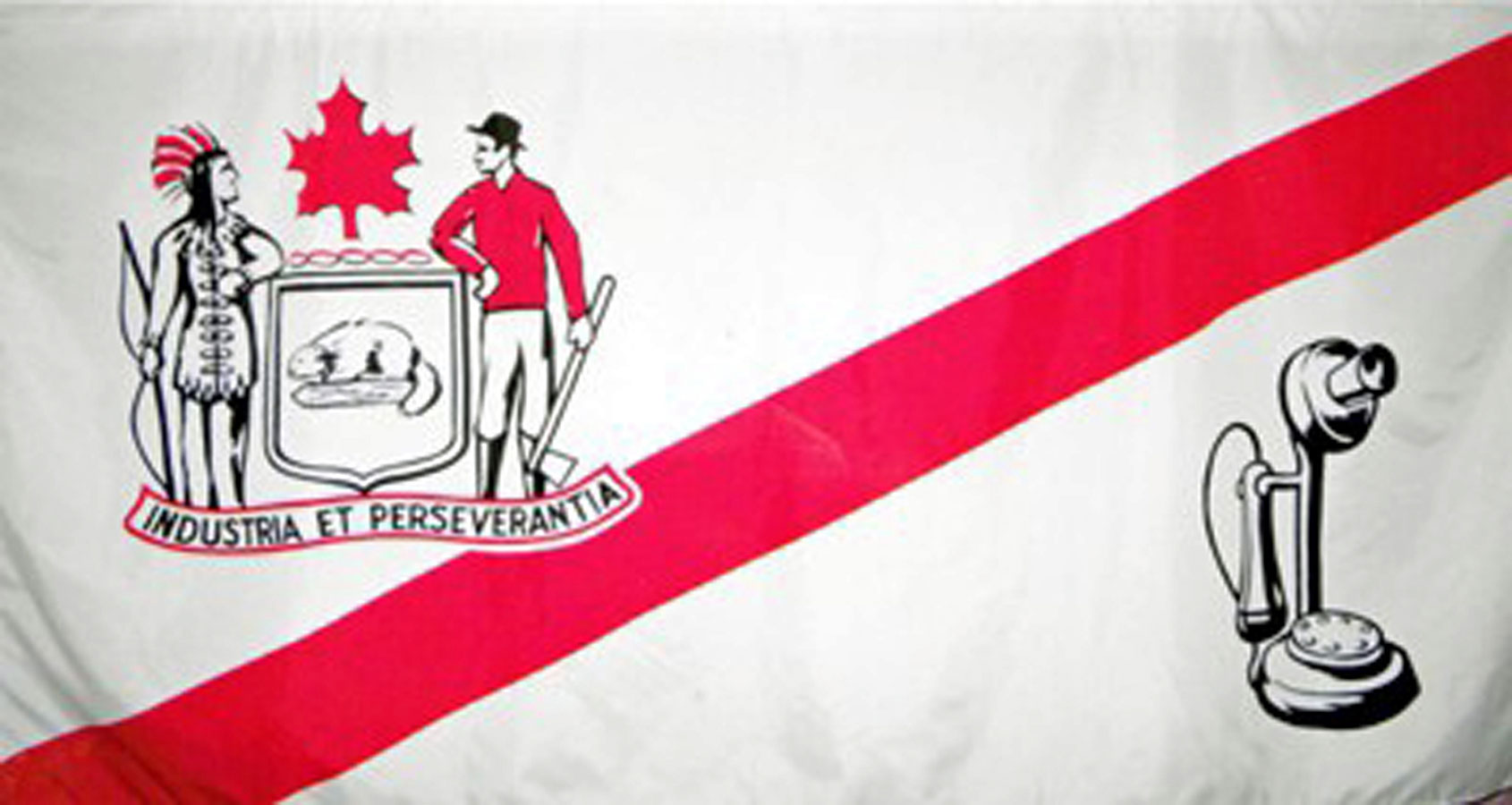 City of Brantford Flag - First Draft. This design was selected by the flag committee but was criticised by flag experts and panned by the community.